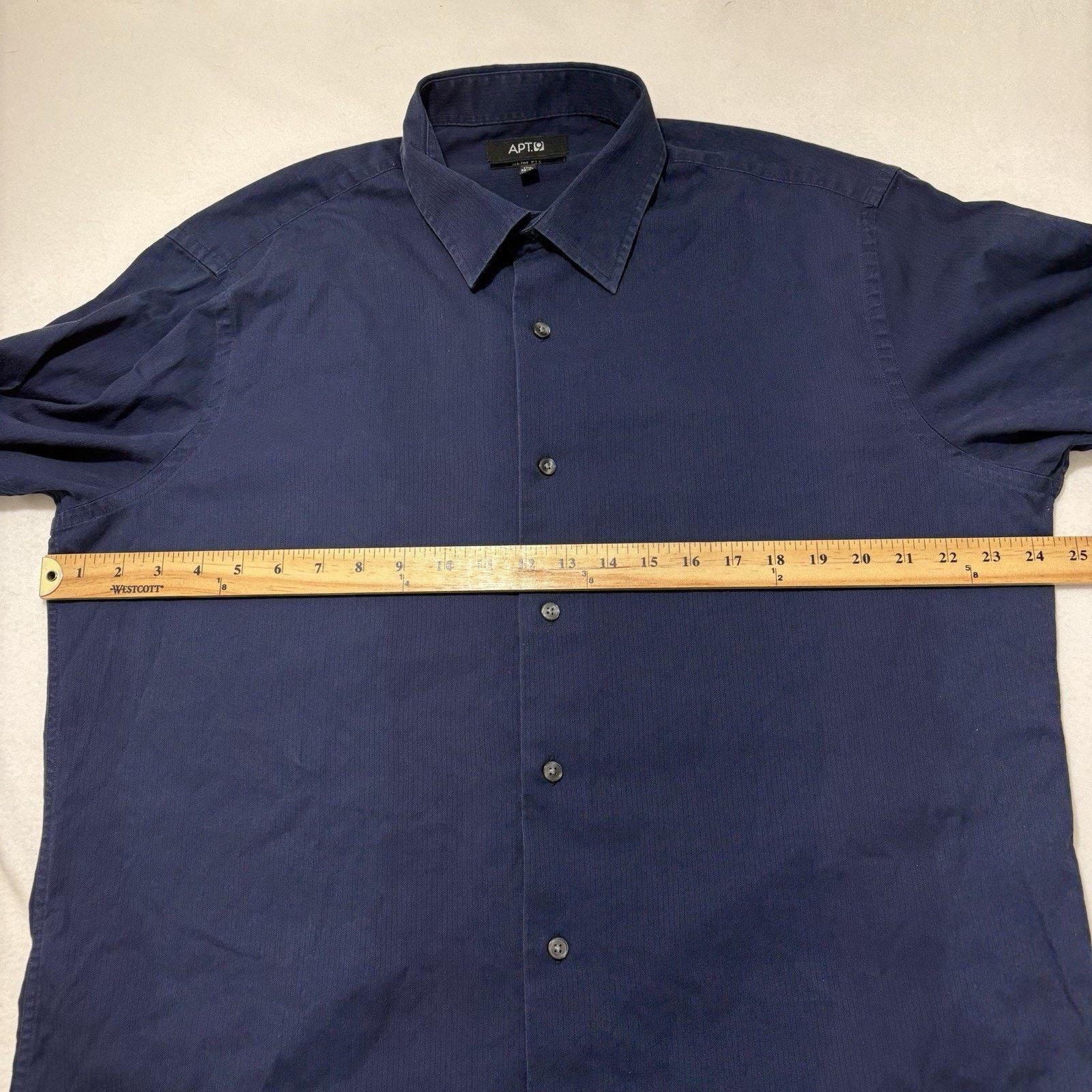 Apt. 9 Apt 9 17.5 36/37 Slim Fit Button Down Dress Shirt Navy Blue Size US XL / EU 56 / 4 - 8 Thumbnail