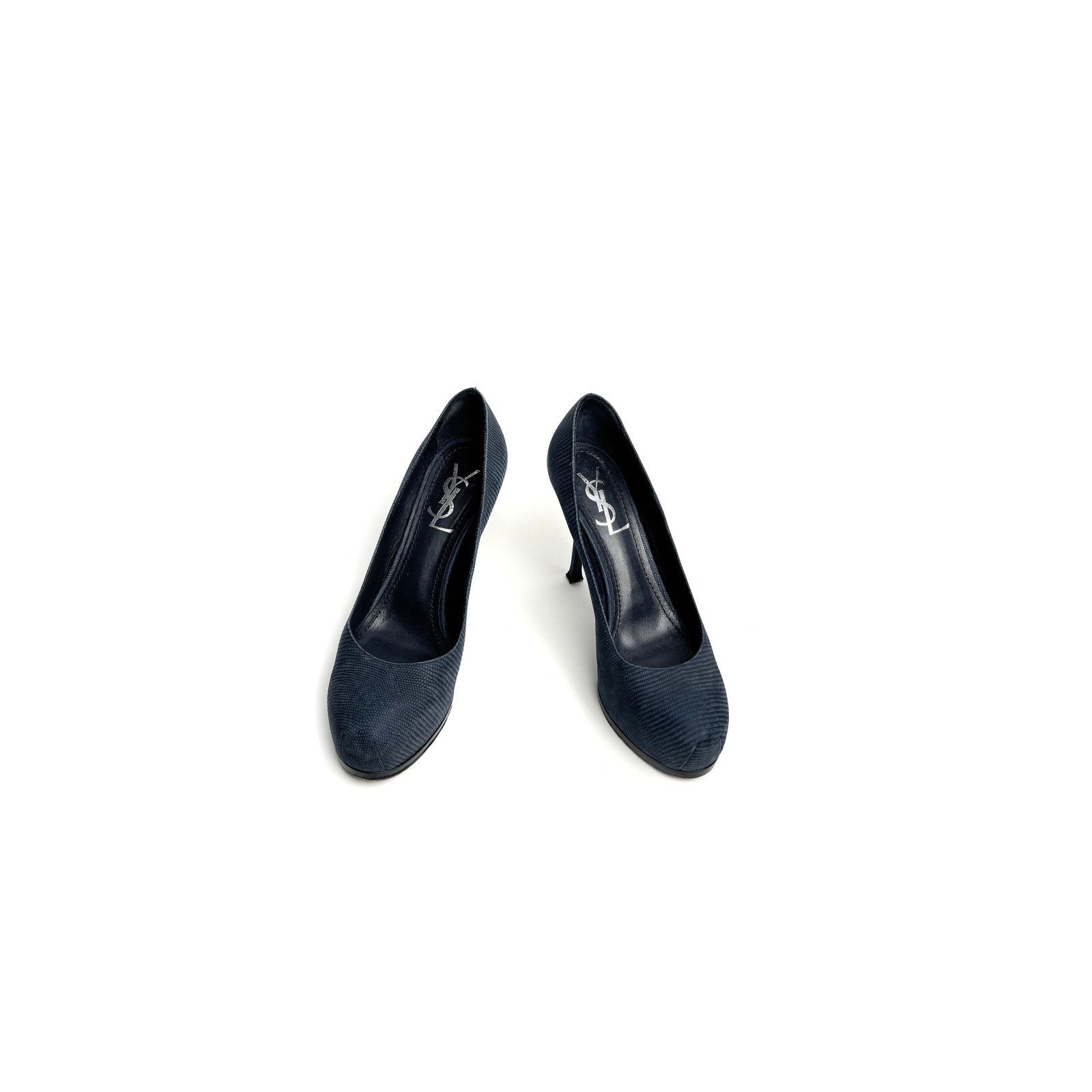 Yves Saint Laurent Blue Snakeskin Print Pumps Size US 7 / IT 37 - 5 Thumbnail