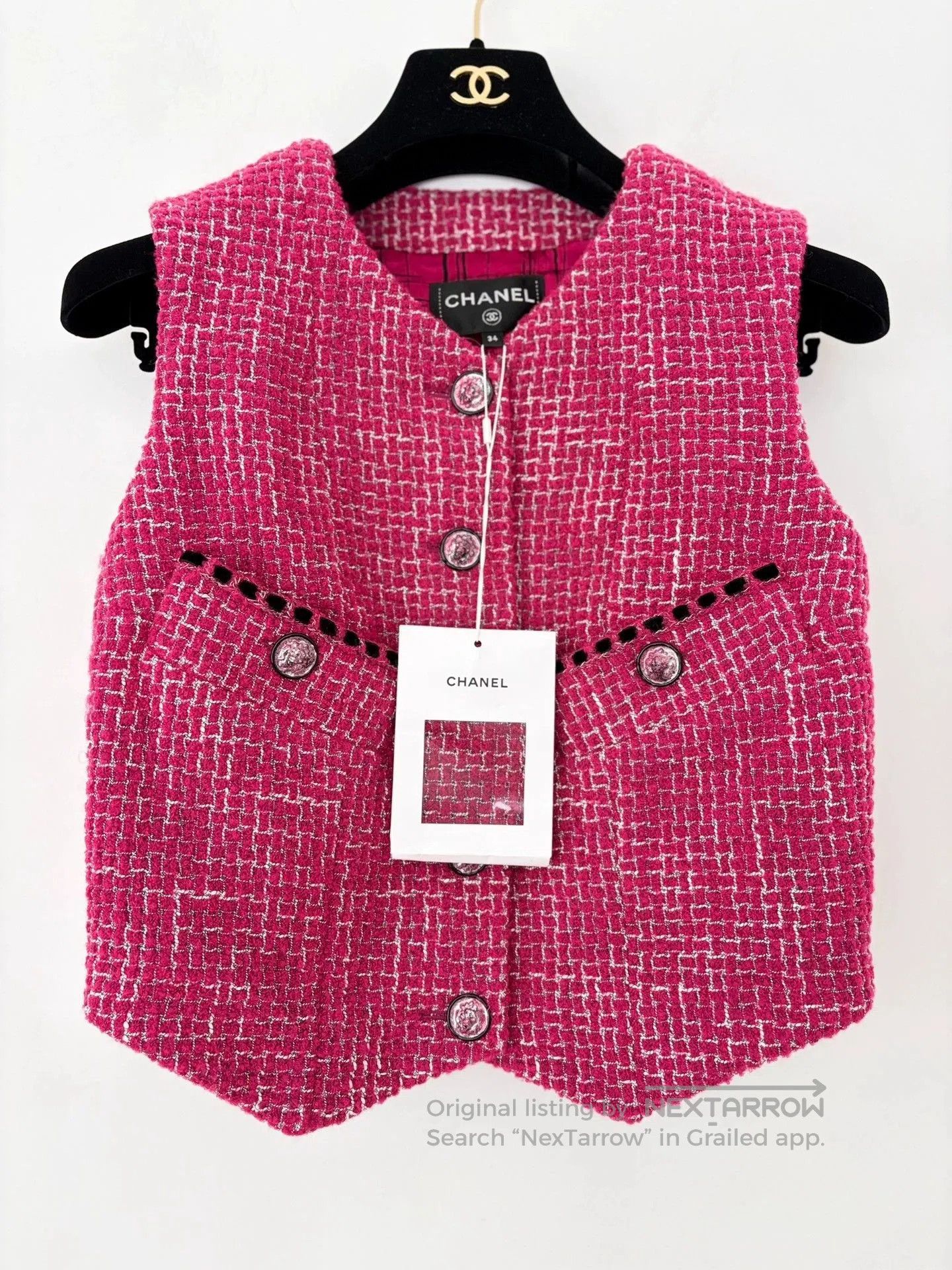 Chanel Chanel 22B Berry Velvet Spliced Vest. Size US XS / EU 42 / 0 - 1 Thumbnail
