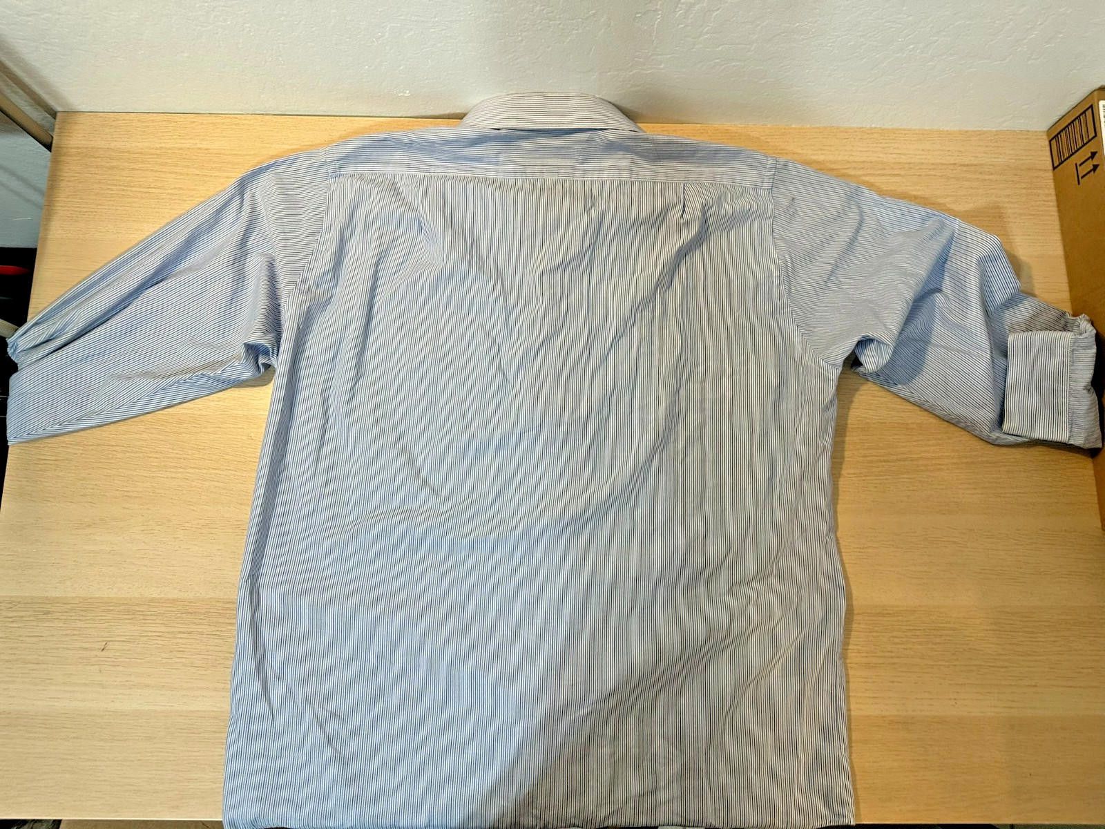 Van Heusen Van Heusen Men's Slim Fit Blue-White Stripe Dress Shirt L Size 44R - 4 Thumbnail