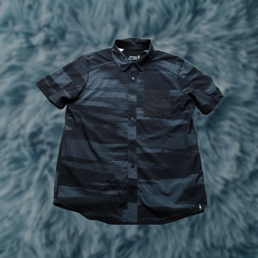 Smartwool Smartwool Shirt Mens Medium Black Stripe Short Sleeve Button Up Merino Casual Size US M / EU 48-50 / 2 - 1 Thumbnail