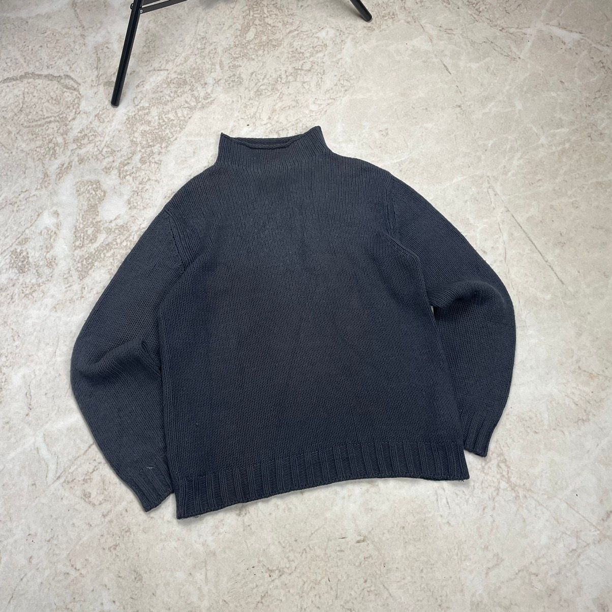 Pre-owned Versace Jeans Couture X Vintage Versace Jeans Couture 90's Faded Trashed Neck Knit Sweater In Dark Navy