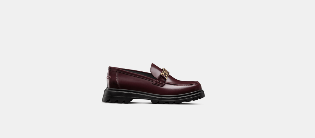 o1w1db10124 Brushed Calfskin Code Loafer in Burgundy