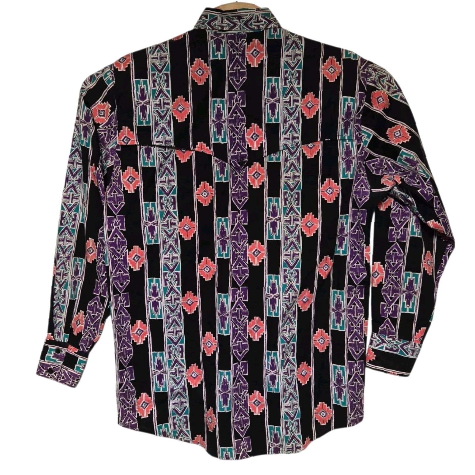 YOKE VTG Steer West Western Shirt Mens M Multicolor Button-Up Long Sleeve Collared Cotton USA Made Rodeo Yoke Aztec Rockabilly Pattern Dress Shirt Mens Size US M / EU 48-50 / 2 - 5 Thumbnail