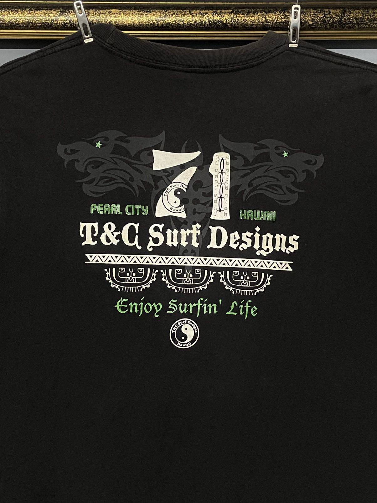 Designer × Japanese Brand × Vintage Vintage 90s Designer T&C Surf Yin&Yang Sunfaded Surfing Tee Size US M / EU 48-50 / 2 - 3 Thumbnail