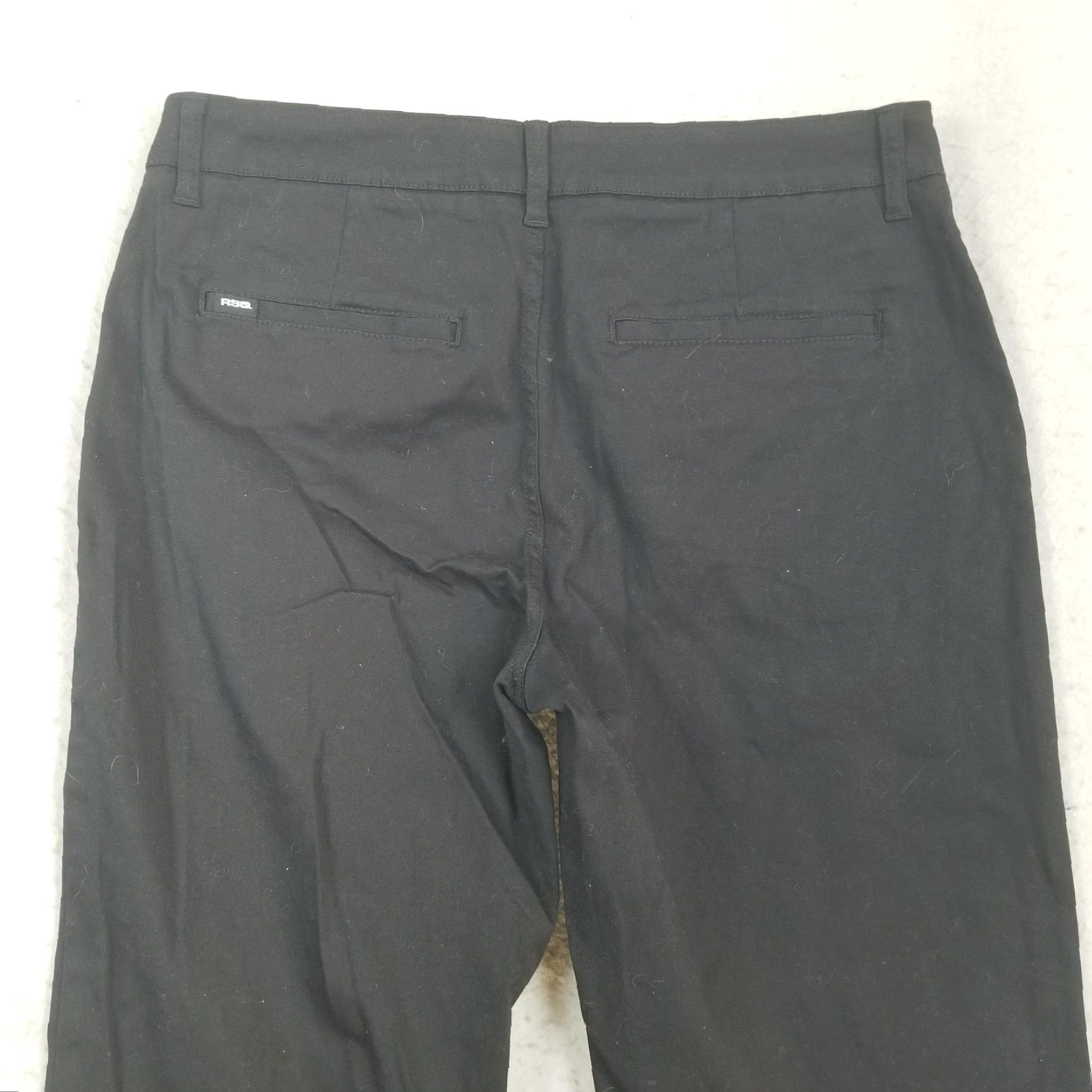 RSQ Pants Mens 34x30 Black Straight Chino Cotton Spandex Twill Casual Stretch Front Zip Pockets Logo 30 In Inseam Mens Regular