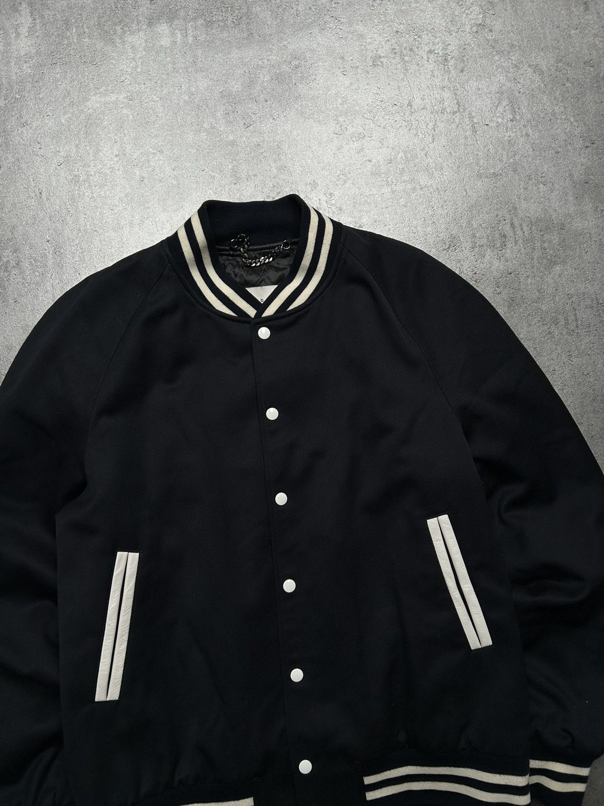 Designer × Sandro Sandro Navy Teddy Bomber Jacket Varsity Size US L / EU 52-54 / 3 - 3 Thumbnail