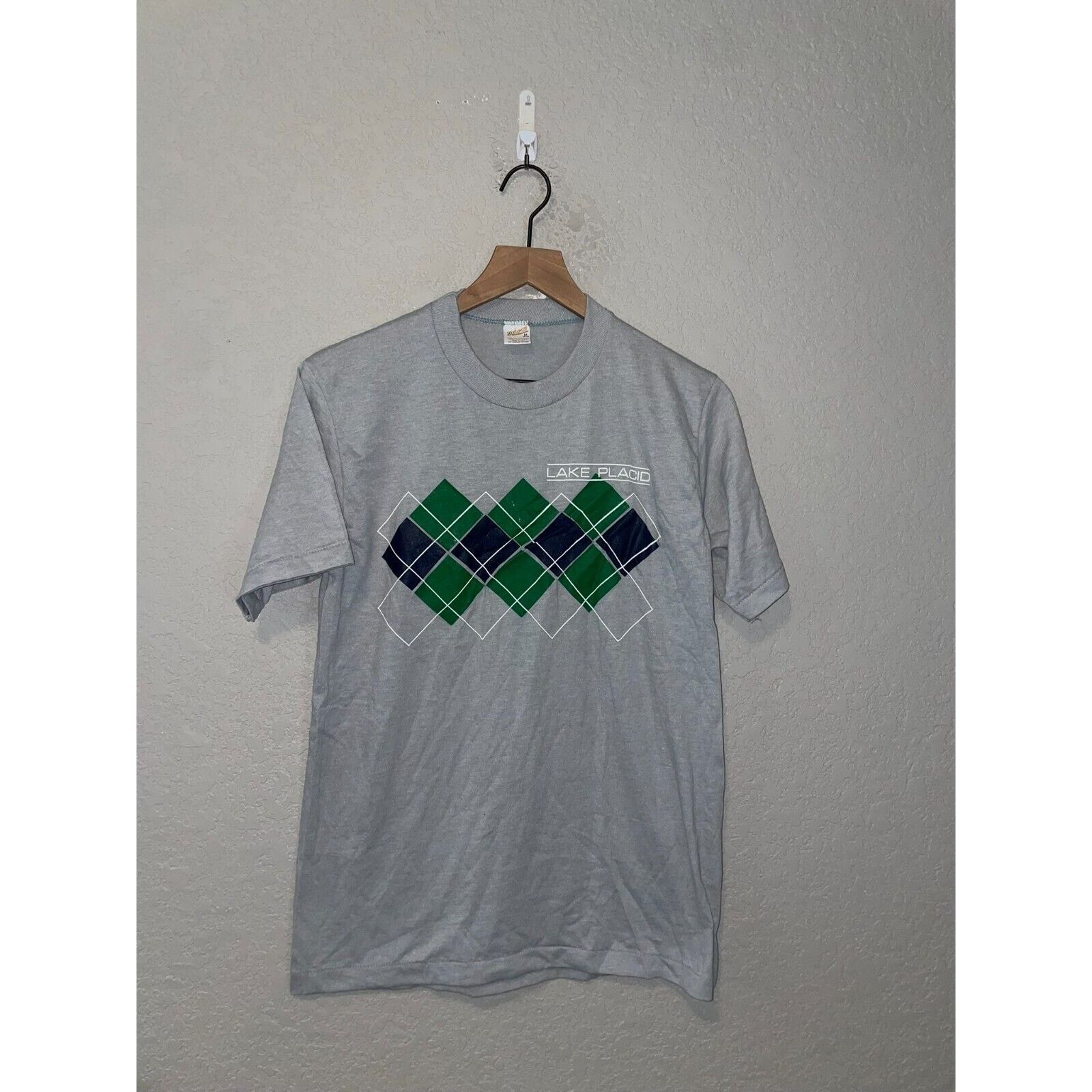 Vintage Vintage Lake Placid Shirt New York Gray Green Tee 80s Medium Size US M / EU 48-50 / 2 - 11 Thumbnail