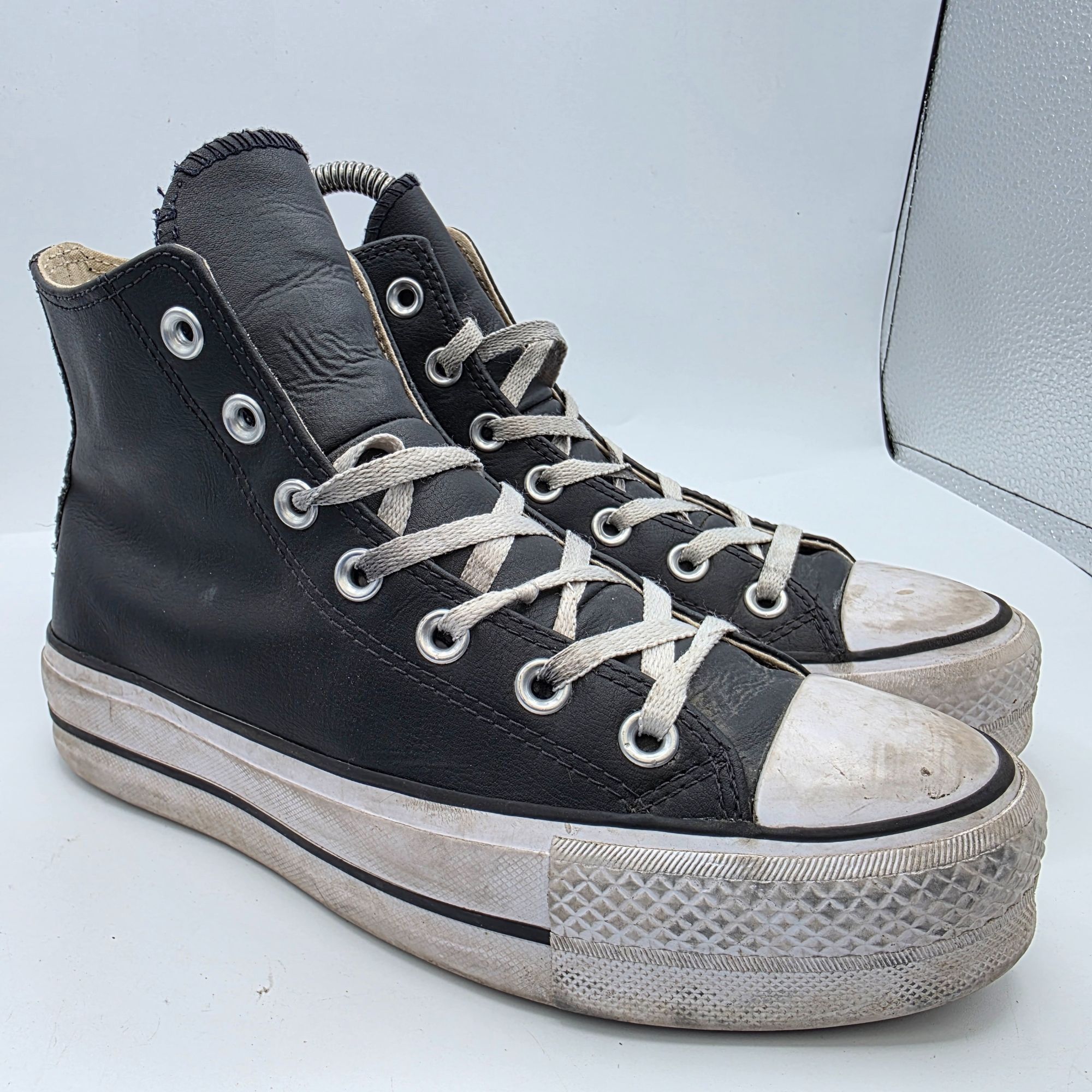 Converse Converse All Star Platform Hi Womens Size 7 Black Leather Sh Size US 7 / IT 37 - 1 Thumbnail