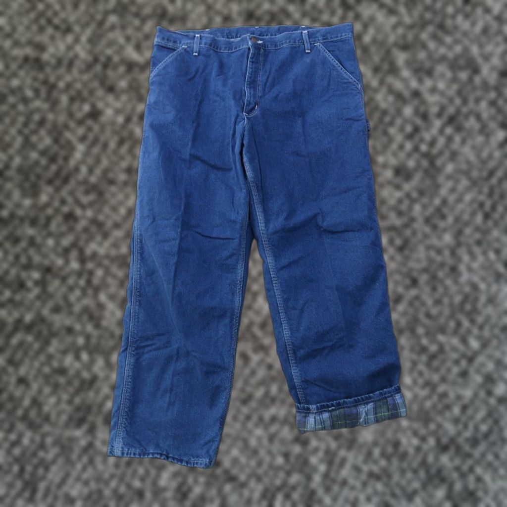 Carhartt VINTAGE Carhartt Jeans Flannel Lined 42x30 Blue Denim Men Carpentry Workwear 5-Pocket Pattern Solid Mid Rise Relaxed Denim Jeans Men US Size US 42 / EU 58 - 1 Thumbnail