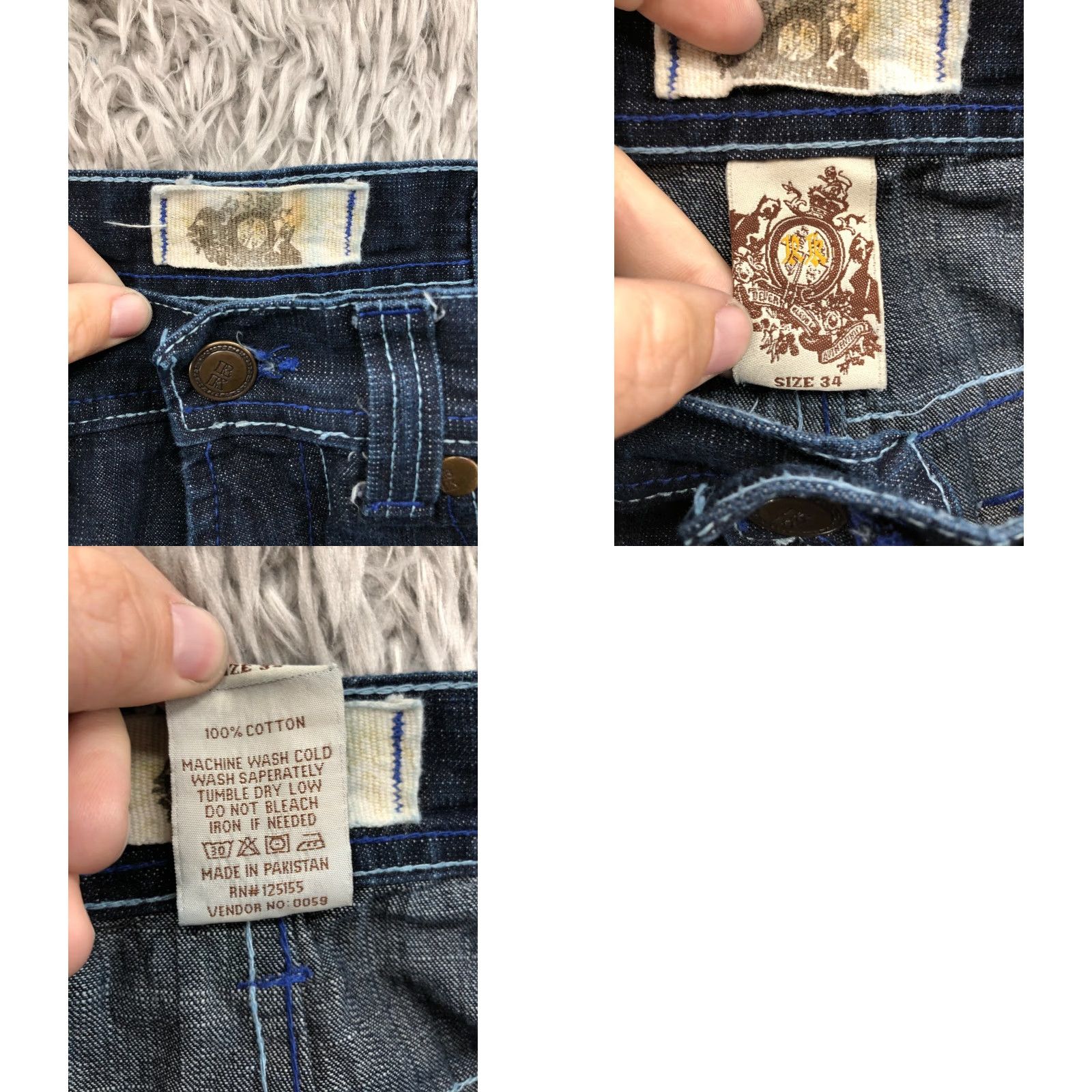 Denime RK Bermuda Shorts Mens Regular Size 34 Mid Rise Dark Blue Denim Bermuda Shorts 5-Pocket Jeans Style Lovers Men Size US 34 / EU 50 - 8 Thumbnail