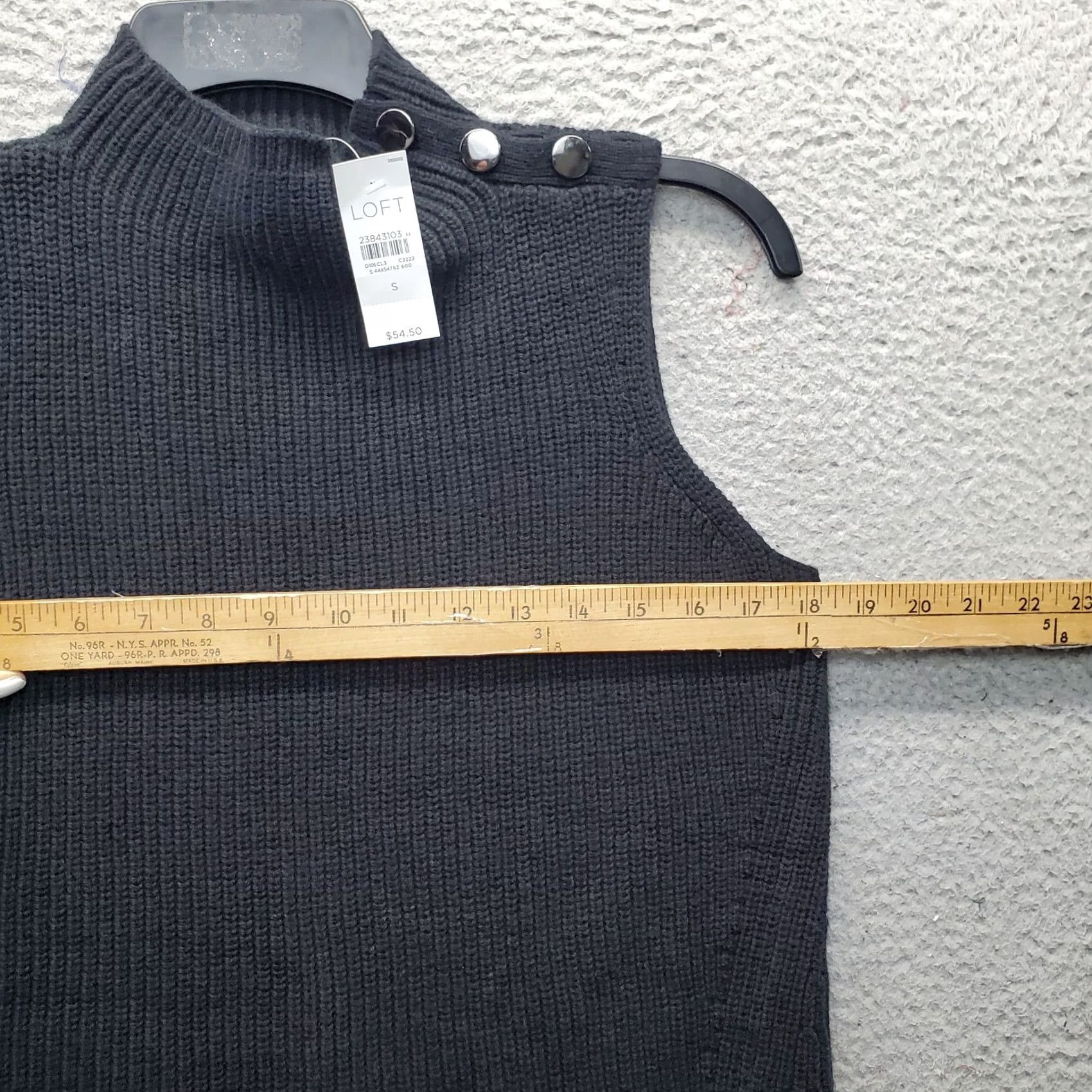 Loft LOFT Womens Size S Black Ribbed Knit Sweater Vest Button Sleeveless Shoulder Mock Neck Casual Knit Vest Ladies 90s Influencer Style Size S / US 4 / IT 40 - 4 Thumbnail
