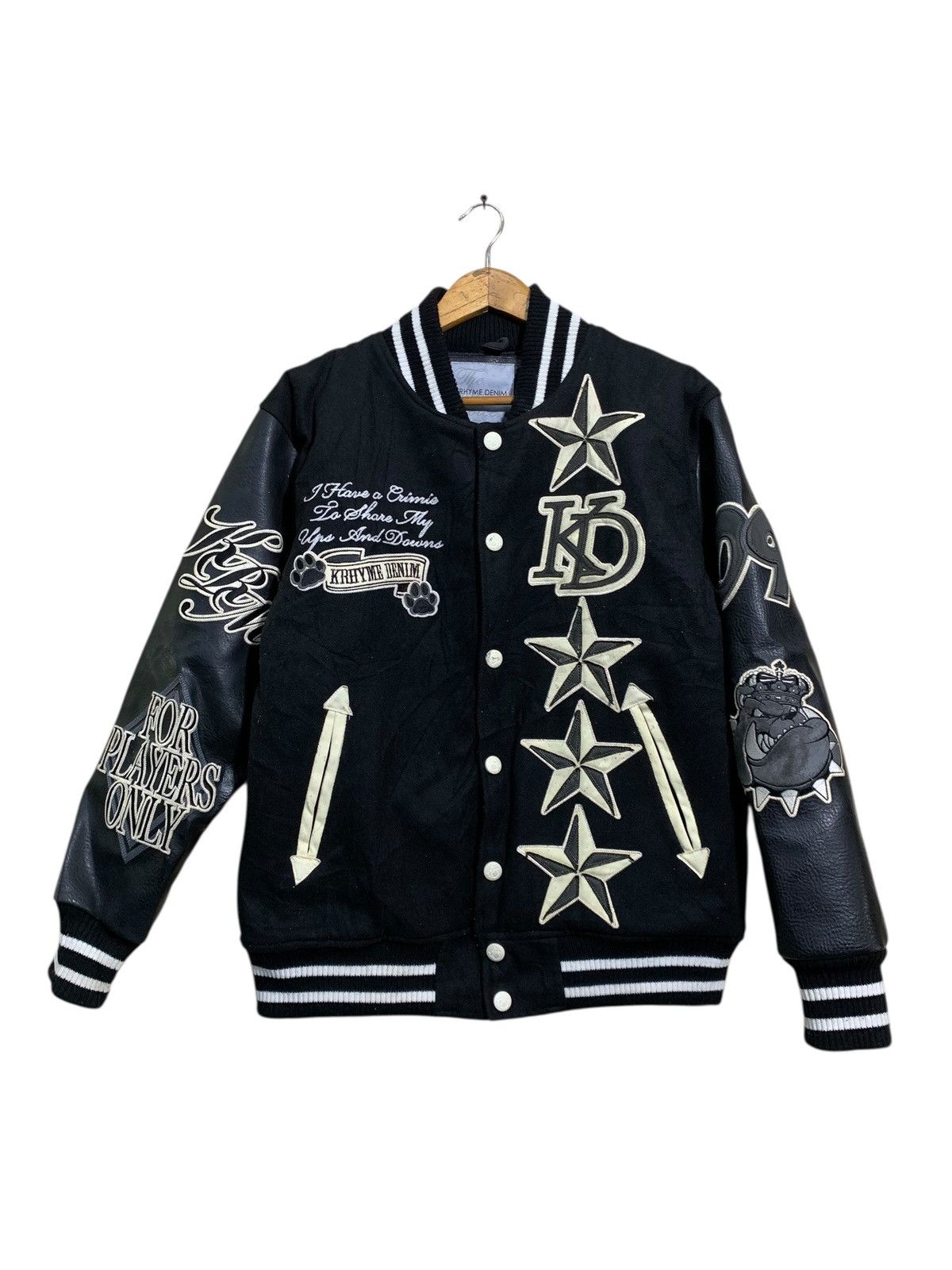Japanese Brand 🔥KHRYME DENIM VARSITY JACKETS BLACK Size US M / EU 48-50 / 2 - 1 Thumbnail