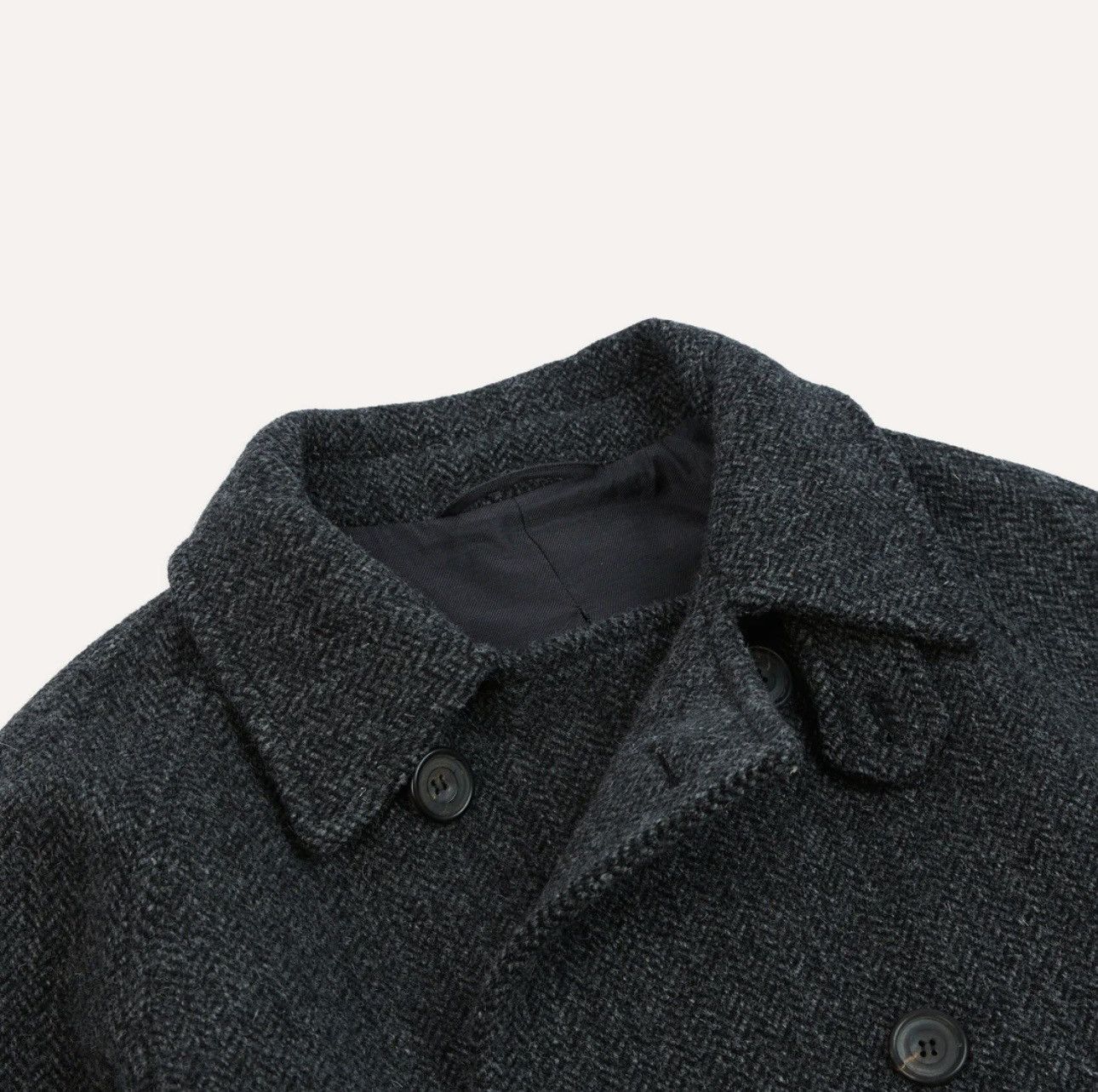 Drake's Drakes grey herringbone wool double breasted raglan Size US L / EU 52-54 / 3 - 6 Thumbnail