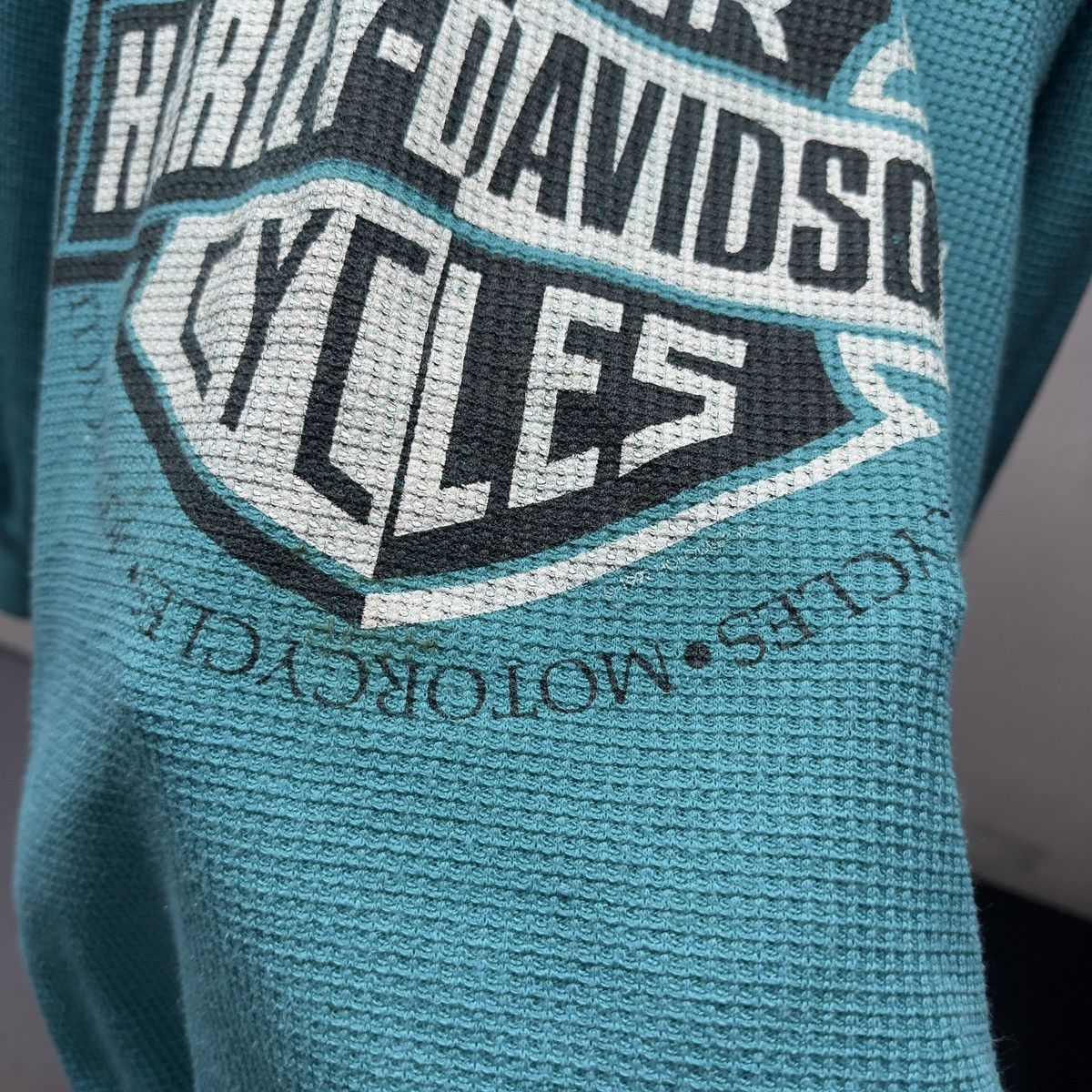 Harley Davidson 90s Harley Davidson Faded Thermal Shirt ERD Grunge Biker WCC Size US M / EU 48-50 / 2 - 6 Thumbnail