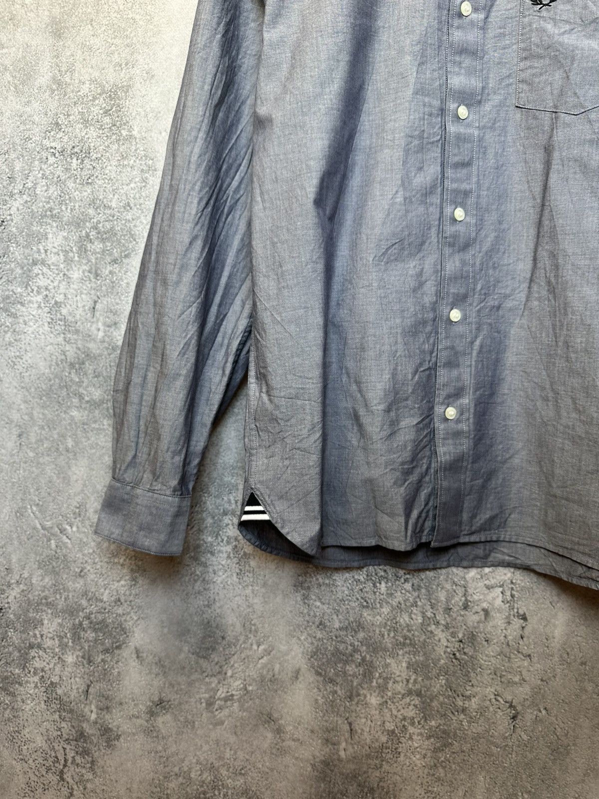 Designer × Fred Perry Fred Perry Shirt Button Up Gray Long Sleeve Oxford Pocket Size US M / EU 48-50 / 2 - 7 Thumbnail