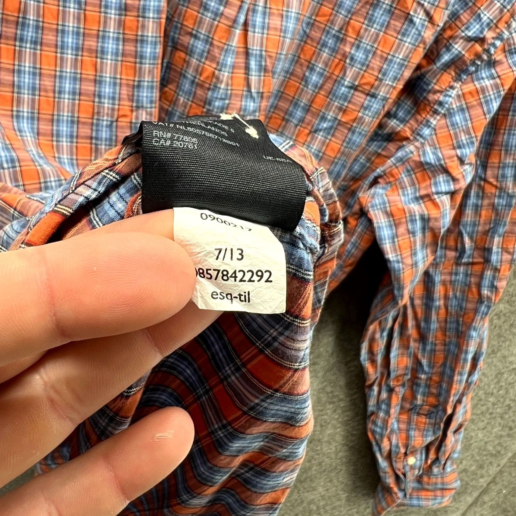 Tommy Hilfiger VINTAGE Tommy Hilfiger Dress Shirt Men 2XL Orange Blue Button-Down Plaid Classic Full Button-Up Shirts Mens Size 48R - 3 Thumbnail