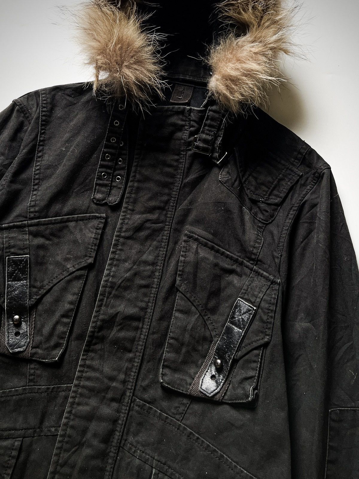 PPFM PPFM Japanese Brand Utility Fur Hooded Jacket Parka Black00s Size US M / EU 48-50 / 2 - 4 Thumbnail