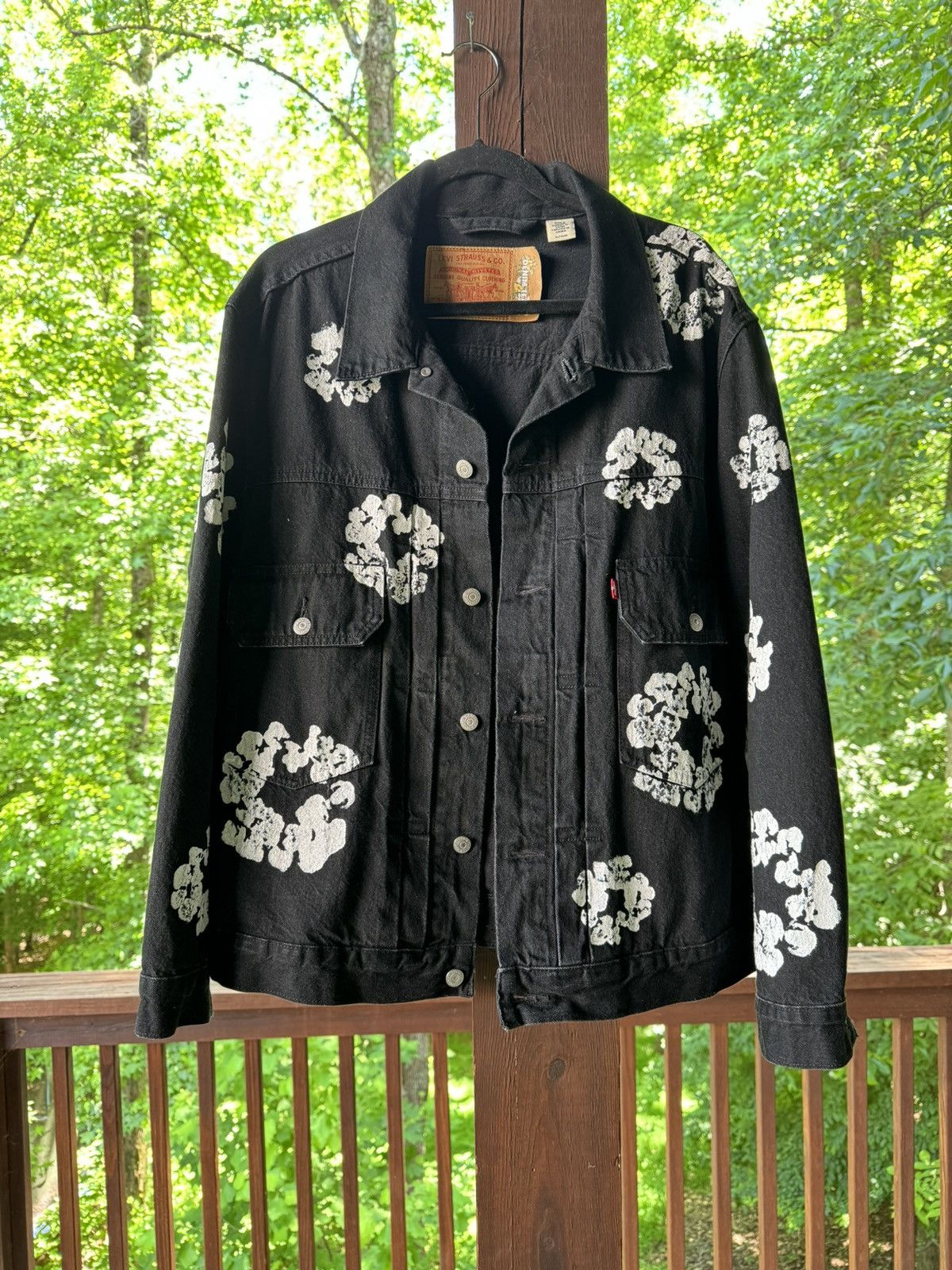 image of Denim Tears X Levi’S Type Ii Trucker Jacket in Black, Men's (Size XL)