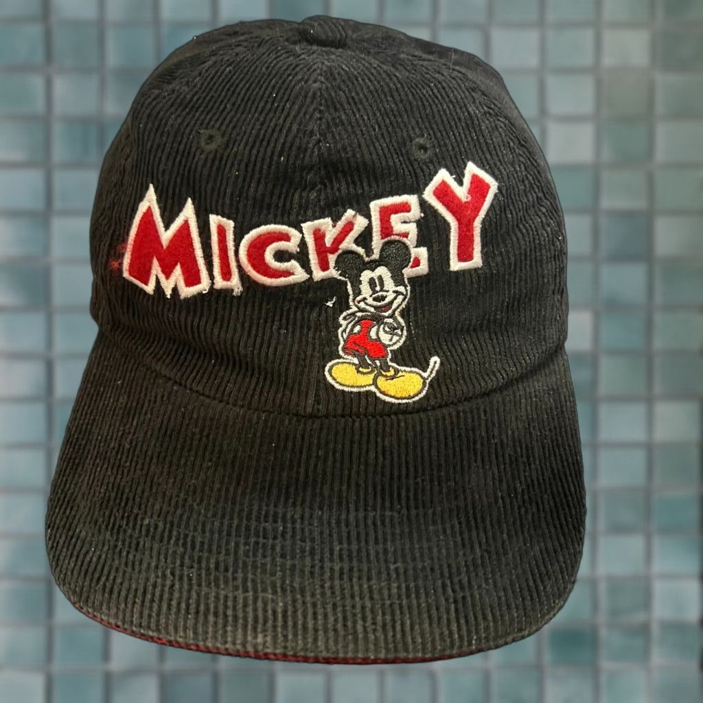 Disney VINTAGE Disney Mickey Mouse Corduroy Hat Adult Black Adjustable Hat Size ONE SIZE - 1 Thumbnail