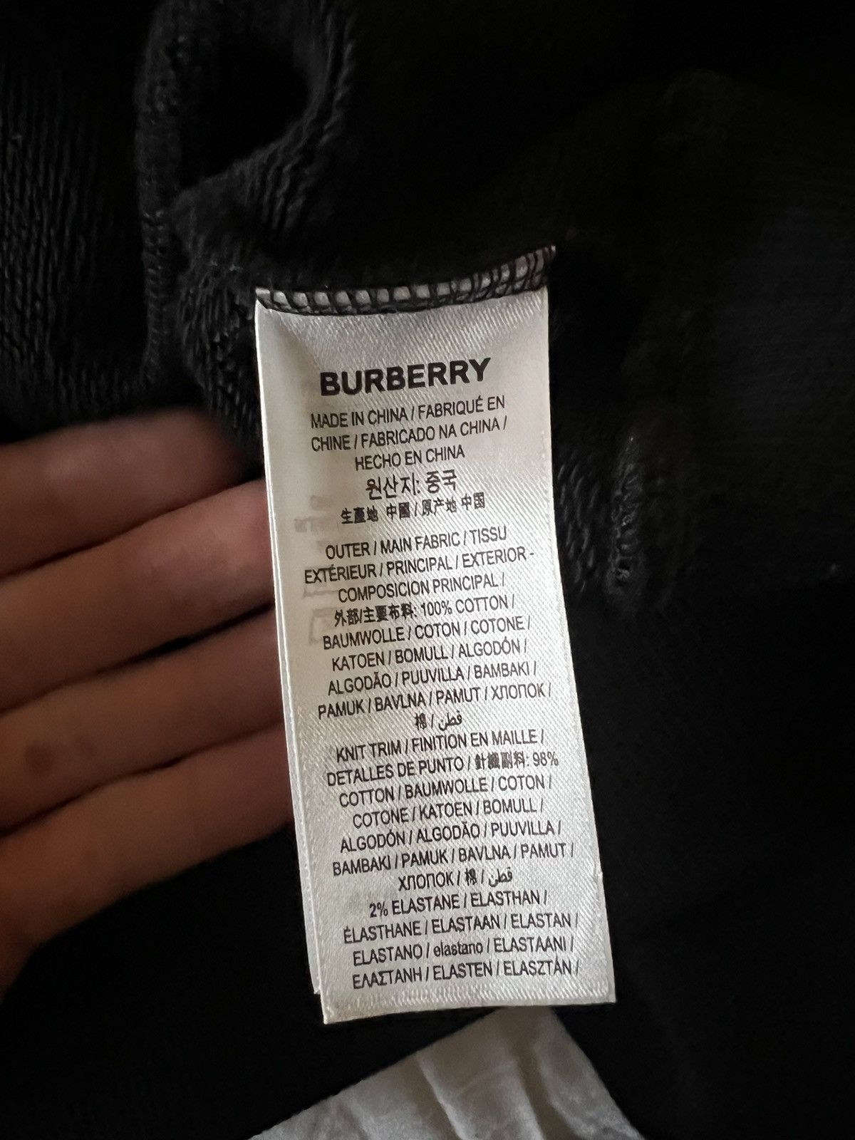 Burberry $820 ALBIAN BLACK COTTON WHITE TB LOGO PULLOVER HOODIE XL Size US XL / EU 56 / 4 - 3 Thumbnail