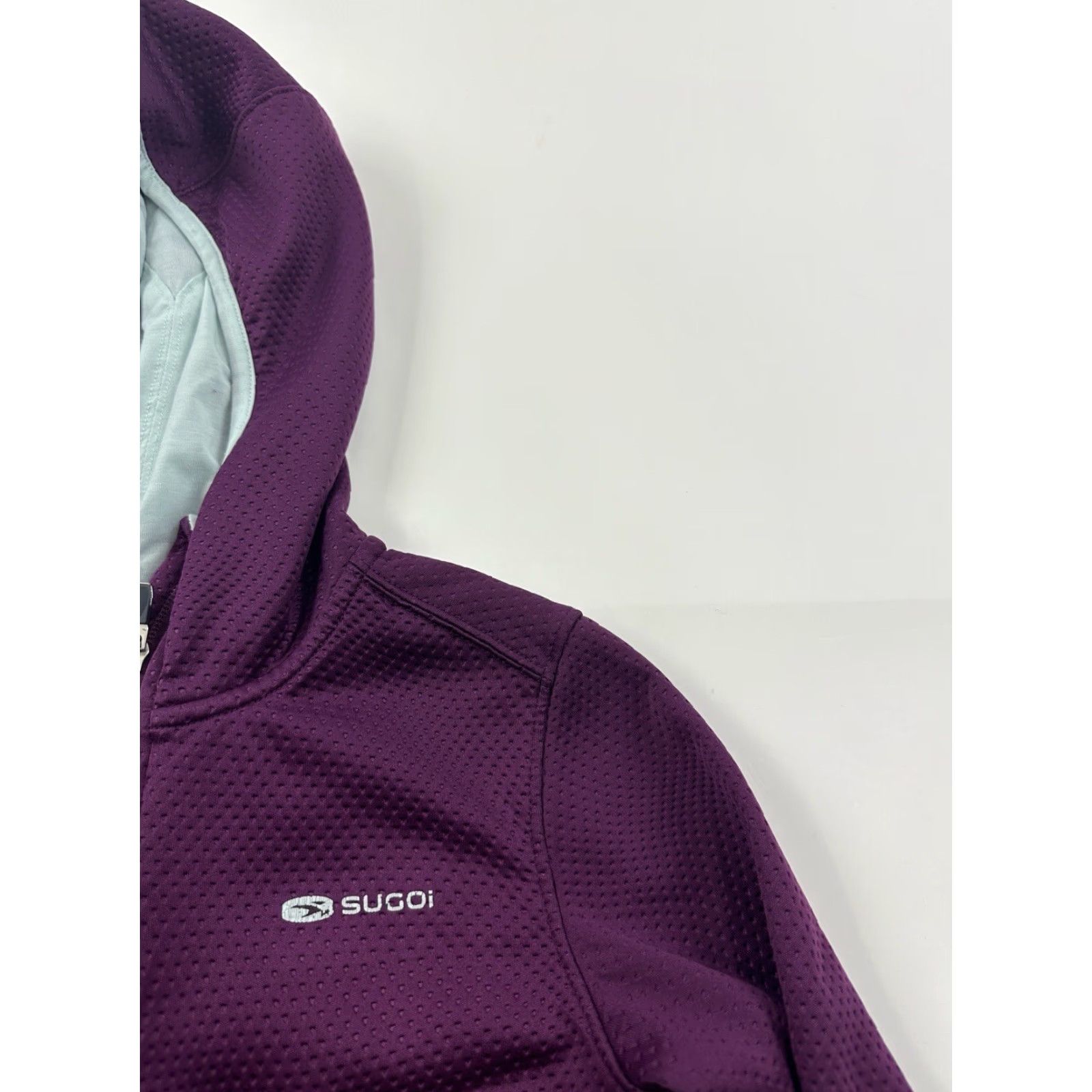 Vintage VINTAGE is not applicable here. Sugoi Jacket Womens XS Purple Fleece Lined Full Zip Hooded Cycling Thumb Holes Size M / US 6-8 / IT 42-44 - 2 Thumbnail