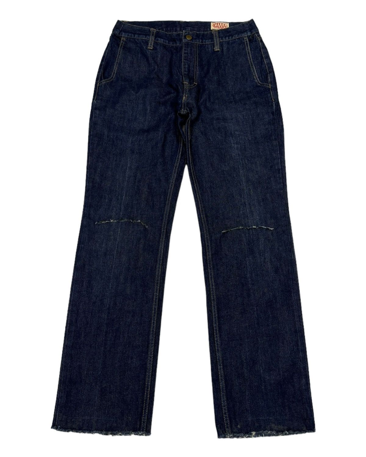 Kapital 🔥PHIL SMART UNION MADE BLUE JEANS RIPPED KNEE DENIM Size US 29 - 1 Thumbnail