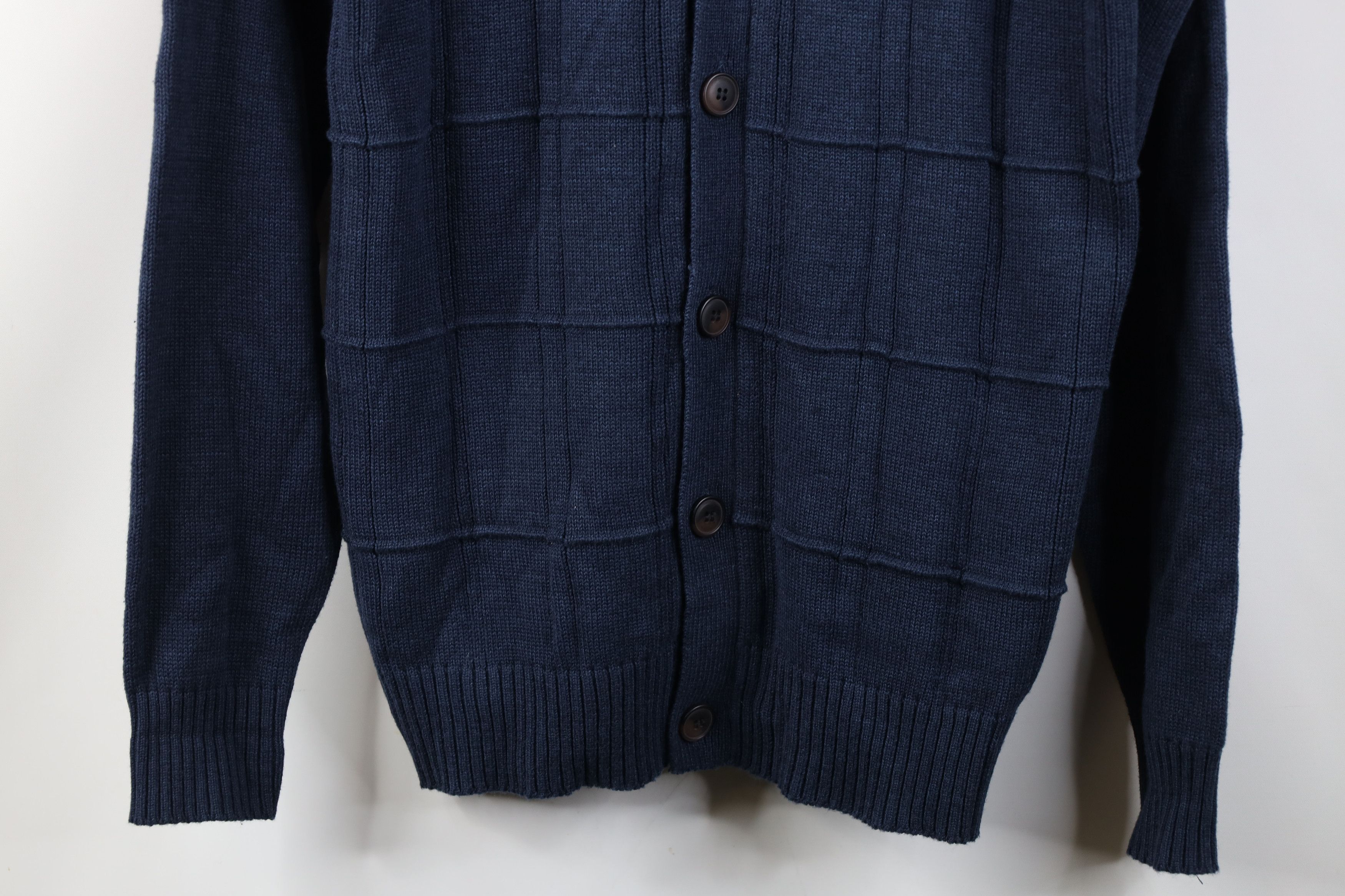 Vintage Vintage 90s Streetwear Ribbed Knit Cardigan Sweater Blue Size US M / EU 48-50 / 2 - 3 Thumbnail