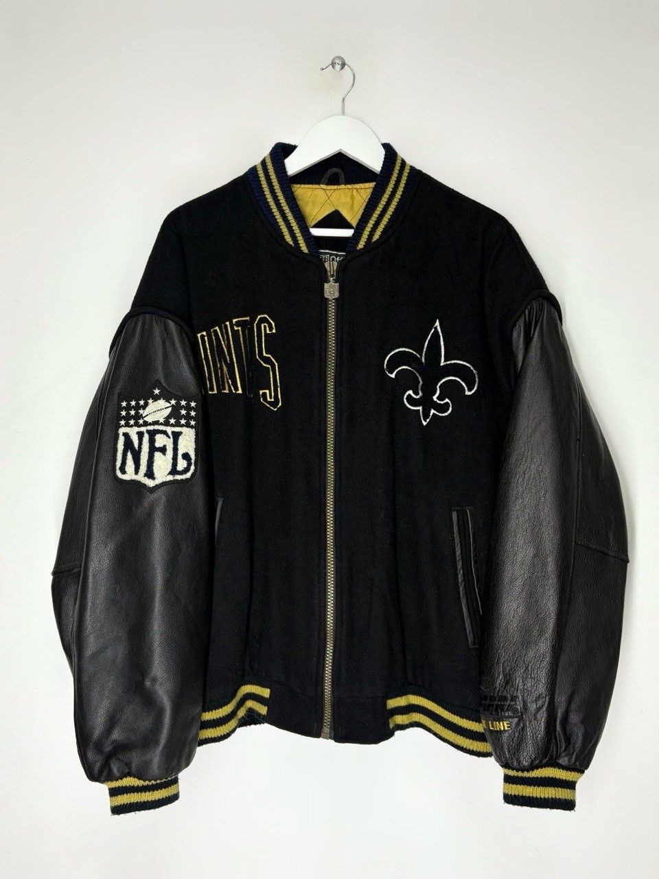 NFL Saints New Orleans Vintage 90s Wool Leather Varsity Jacket Size US XL / EU 56 / 4 - 1 Thumbnail
