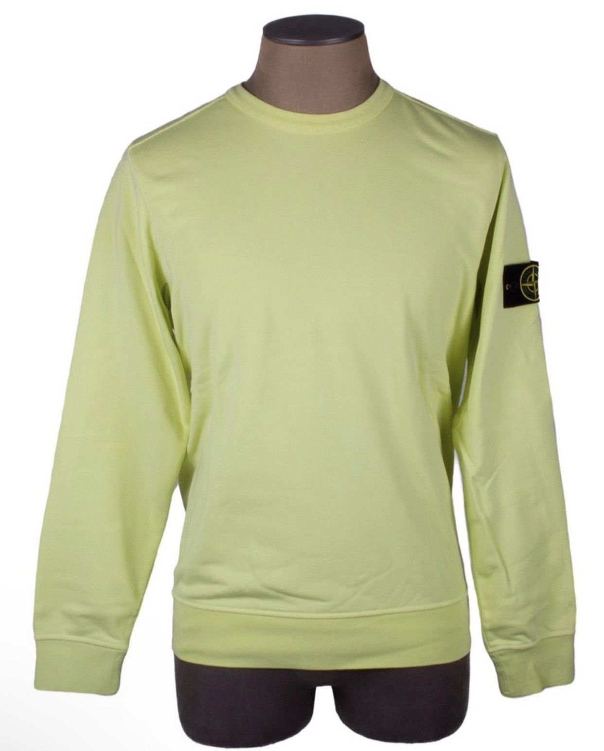 image of Stone Island Light Neon Cotton Logo Patch Sweatshirt, Men's (Size Large)