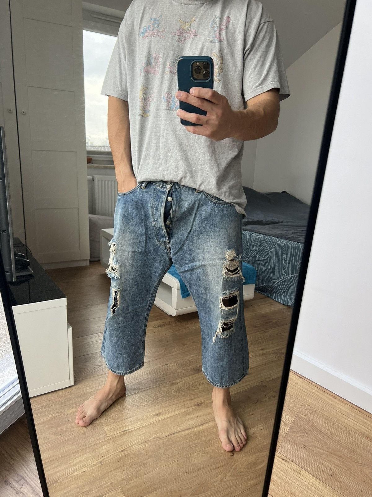 Evisu 00’s EVISU SELVEDGE DAICOCK RIPPED BANDANA JORTS RARE Y2K Size US 36 / EU 52 - 4 Thumbnail