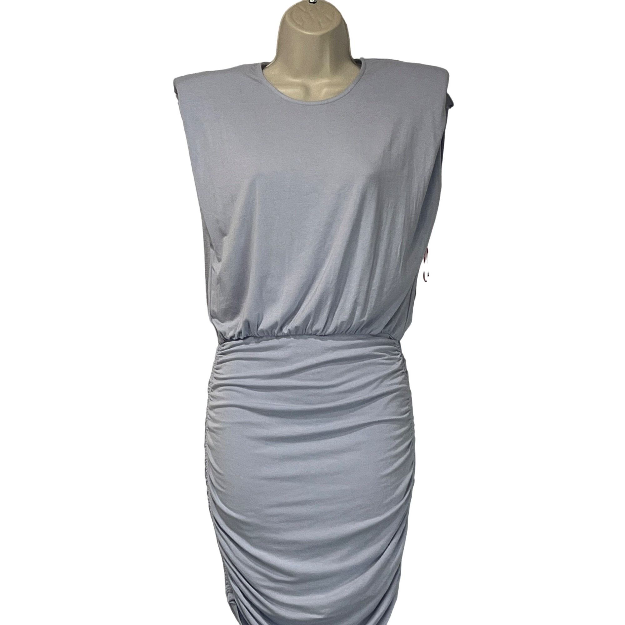 Other Open Edit Strong Shoulder Body-con Minidress In Blue Feather Size XS / US 0-2 / IT 36-38 - 12 Thumbnail