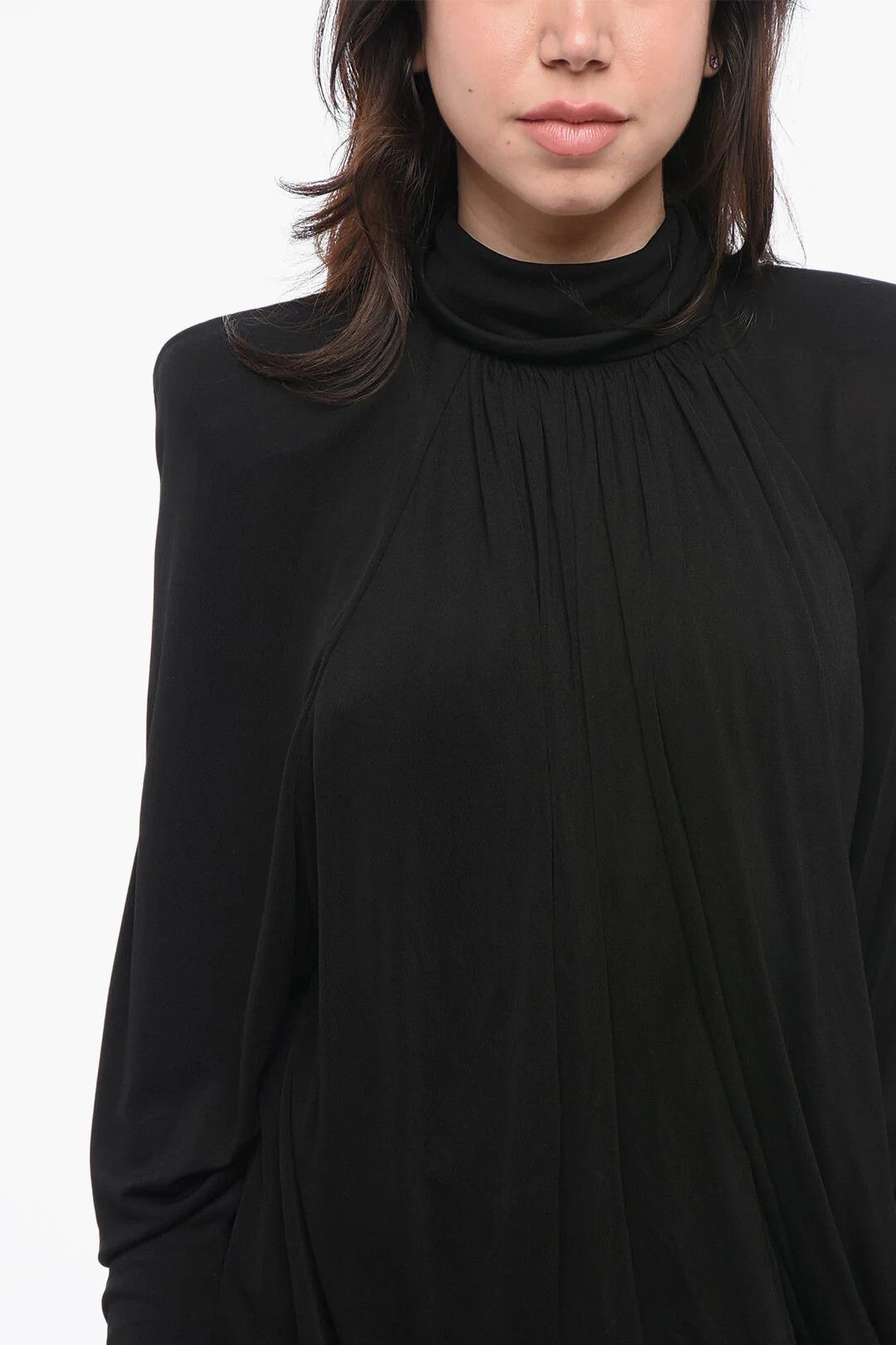 Saint Laurent Paris og1mm0326 Chiffon Dress in Black Size XS / US 0-2 / IT 36-38 - 3 Thumbnail