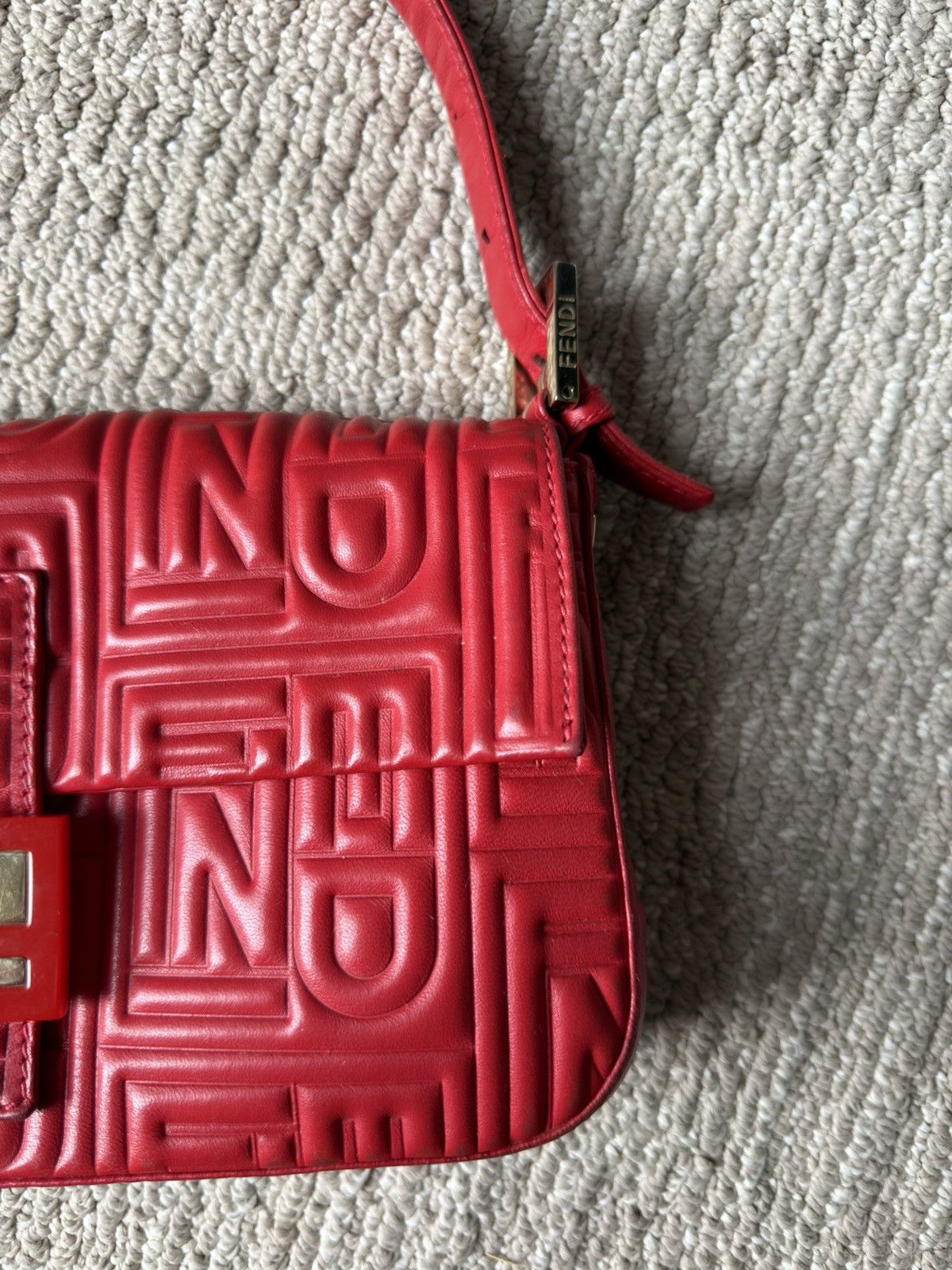 Fendi Fendi Baguette - 1997 Re-edition - Red Nappa Leather - Gold Size ONE SIZE - 6 Thumbnail