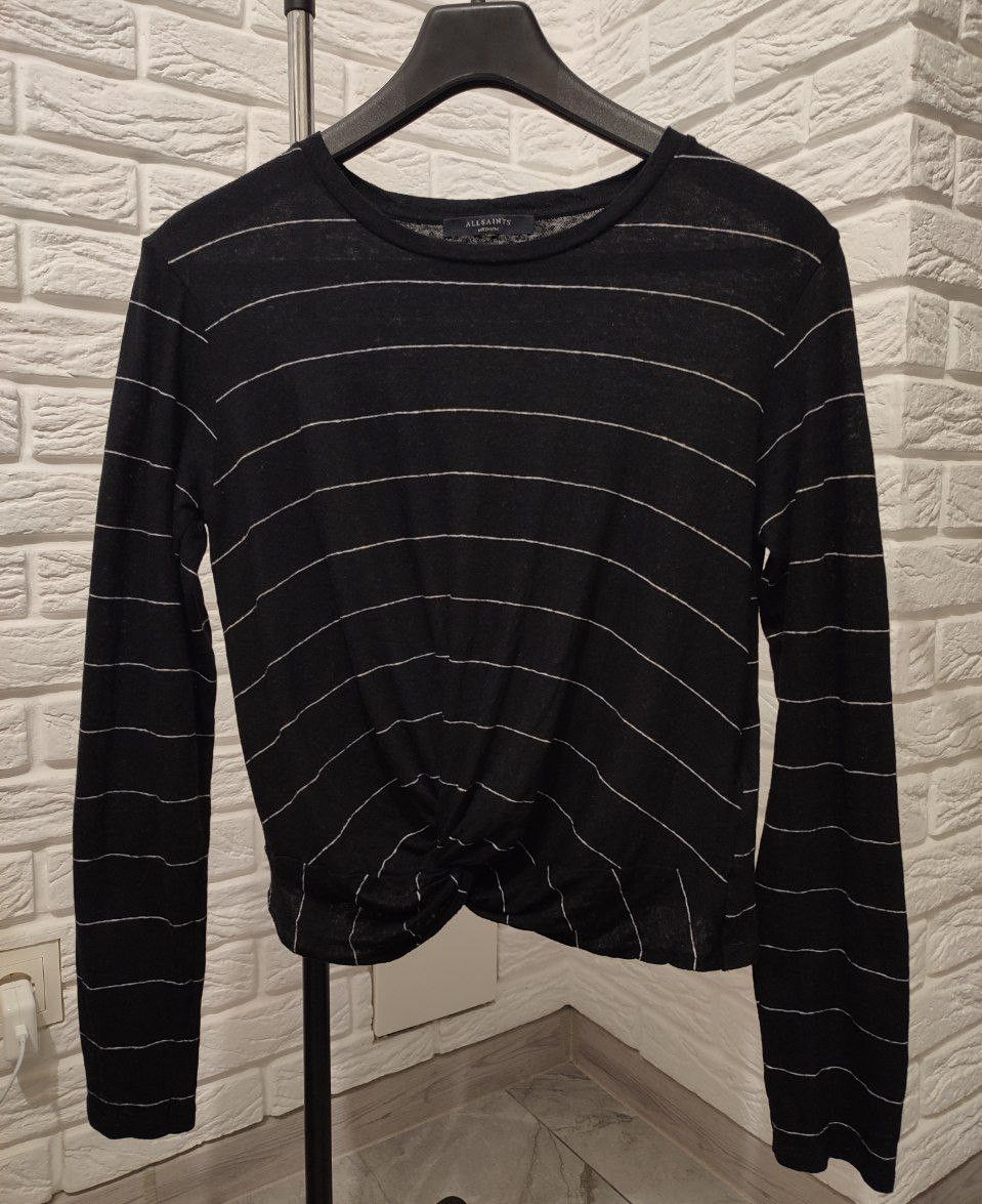 Allsaints AllSaints top black White Striped Twist Crop T-Shirt Size M / US 6-8 / IT 42-44 - 3 Thumbnail