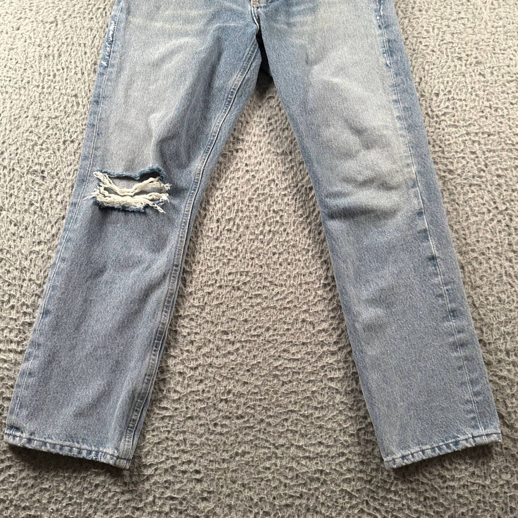 Agolde AGOLDE Jeans Womens Riley 25 Distressed Straight Leg Light Wash Button Fly Size 42" / US 20 - 3 Thumbnail