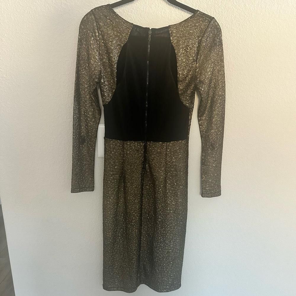 Designer Alice + Olivia Selma Metallic Bronze Bodycon Dress Small Size S / US 4 / IT 40 - 8 Thumbnail