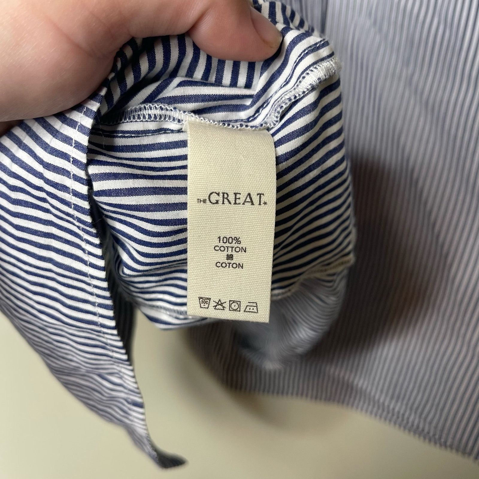 THE GREAT The Great. 3/4 Sleeve Button Down Pinstrip Shirt Blue 1 US S Size S / US 4 / IT 40 - 7 Thumbnail