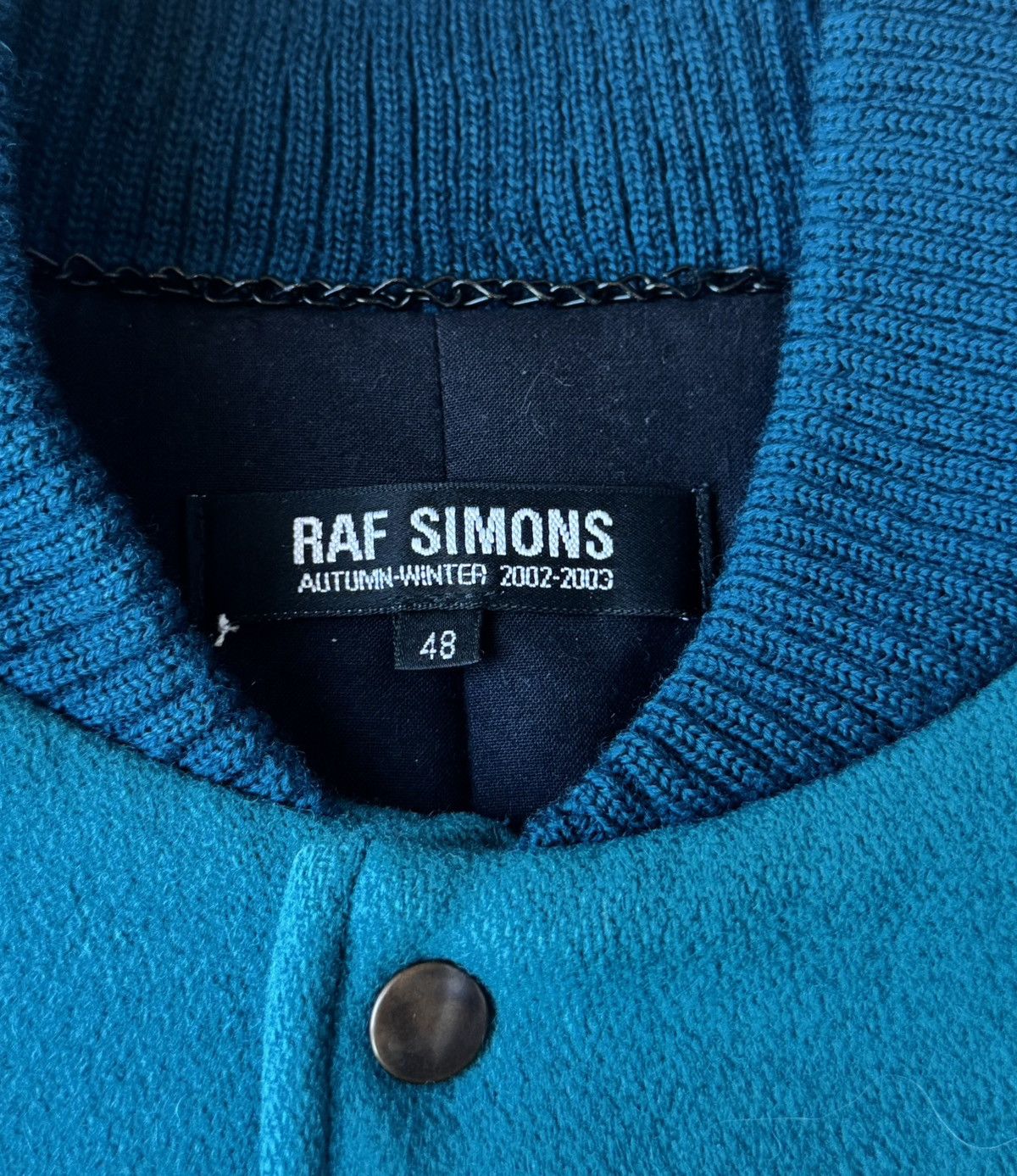 Raf Simons AW2002 Raf Simons Virginia Creeper Blue Runway VarsityJacket Size US L / EU 52-54 / 3 - 6 Thumbnail