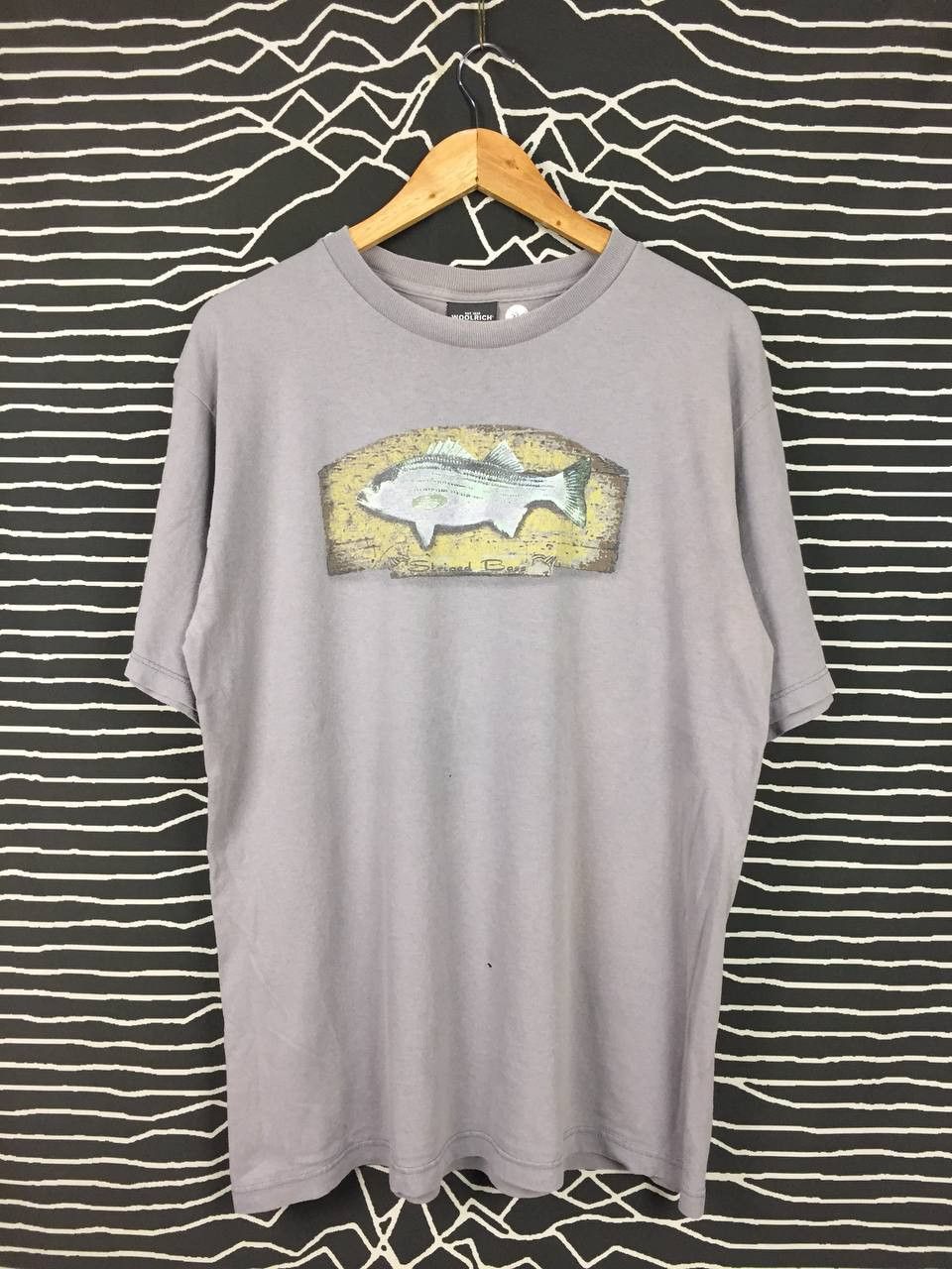 Vintage Vtg 90s Woolrich Outdoor Striped Bass Made In Usa Tee Size US M / EU 48-50 / 2 - 2 Thumbnail