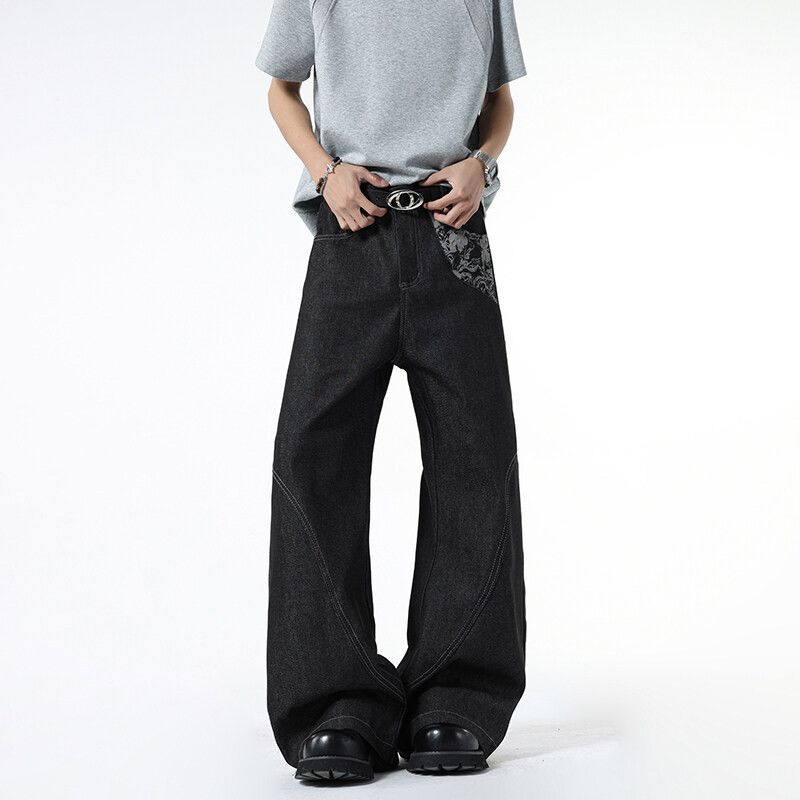 Japanese Brand Men's American high street loose bootcut snake print jeans Size US 32 / EU 48 - 1 Thumbnail