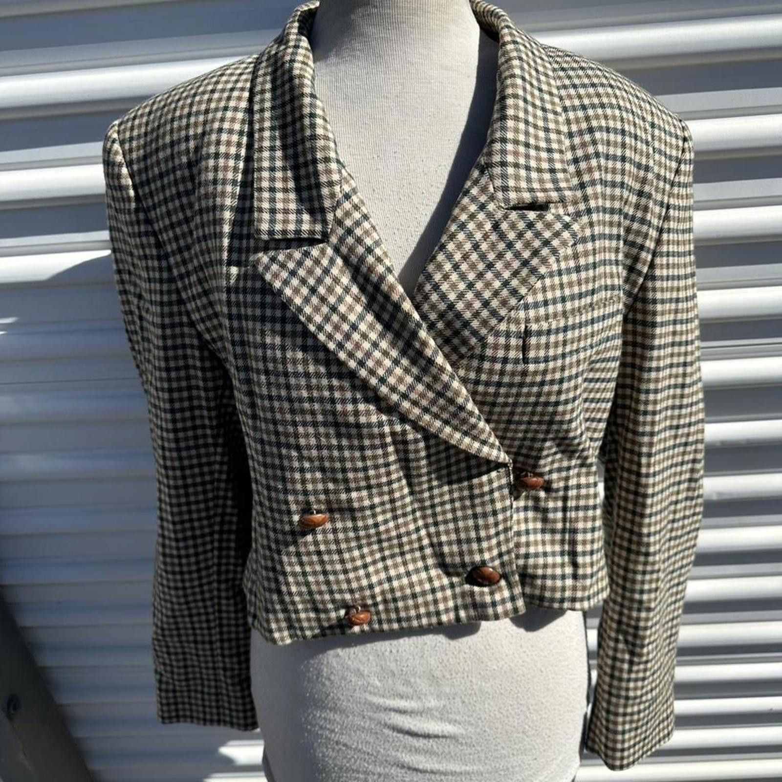 Other Brown & black plaid blazer with shoulder pads #80s #preppy Size L / US 10 / IT 46 - 5 Thumbnail