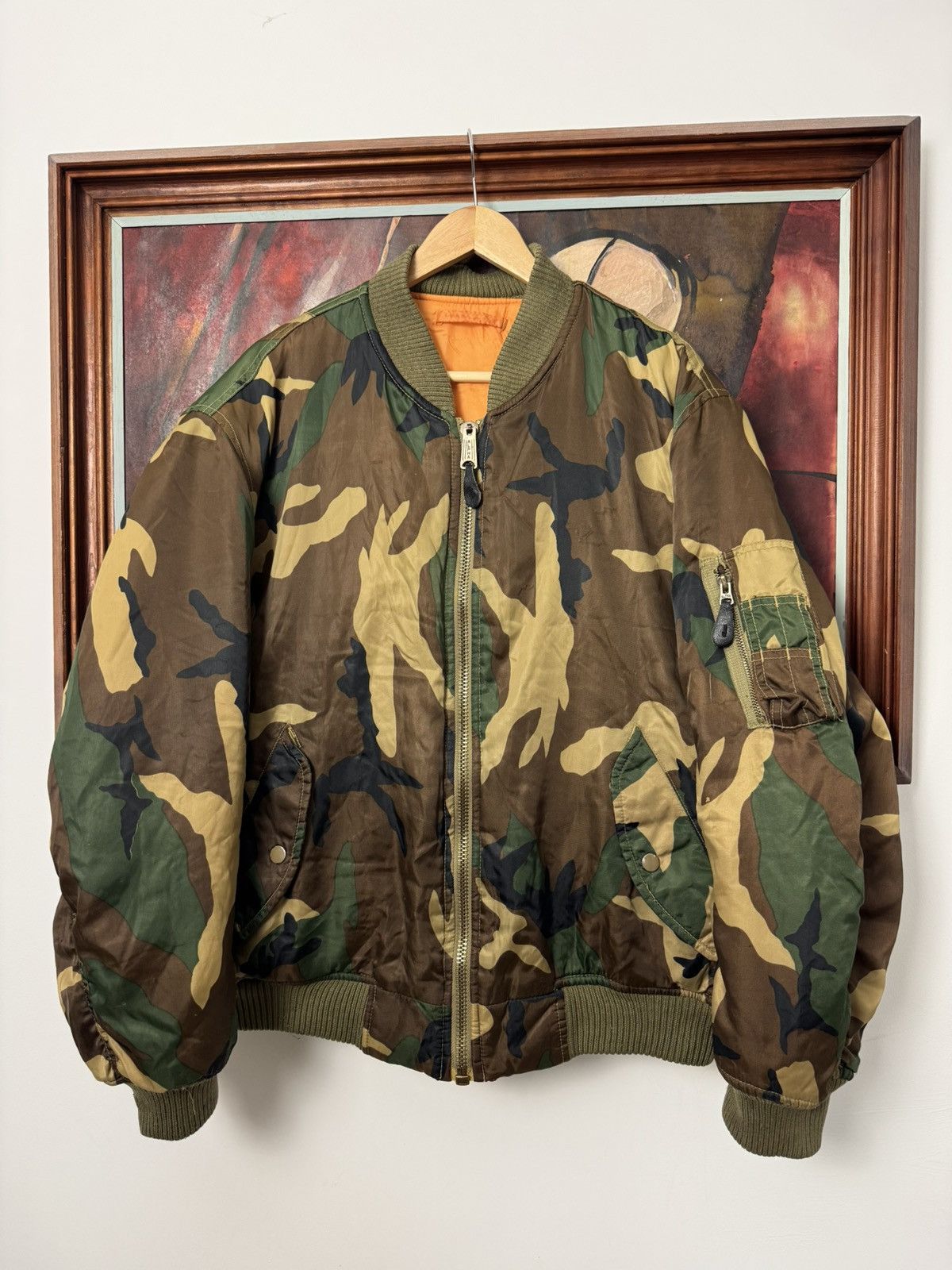 Vintage Camo Bomber Jacket Rare Streetwear Hype RAF Vibe Rap Y2k Size US M / EU 48-50 / 2 - 1 Thumbnail