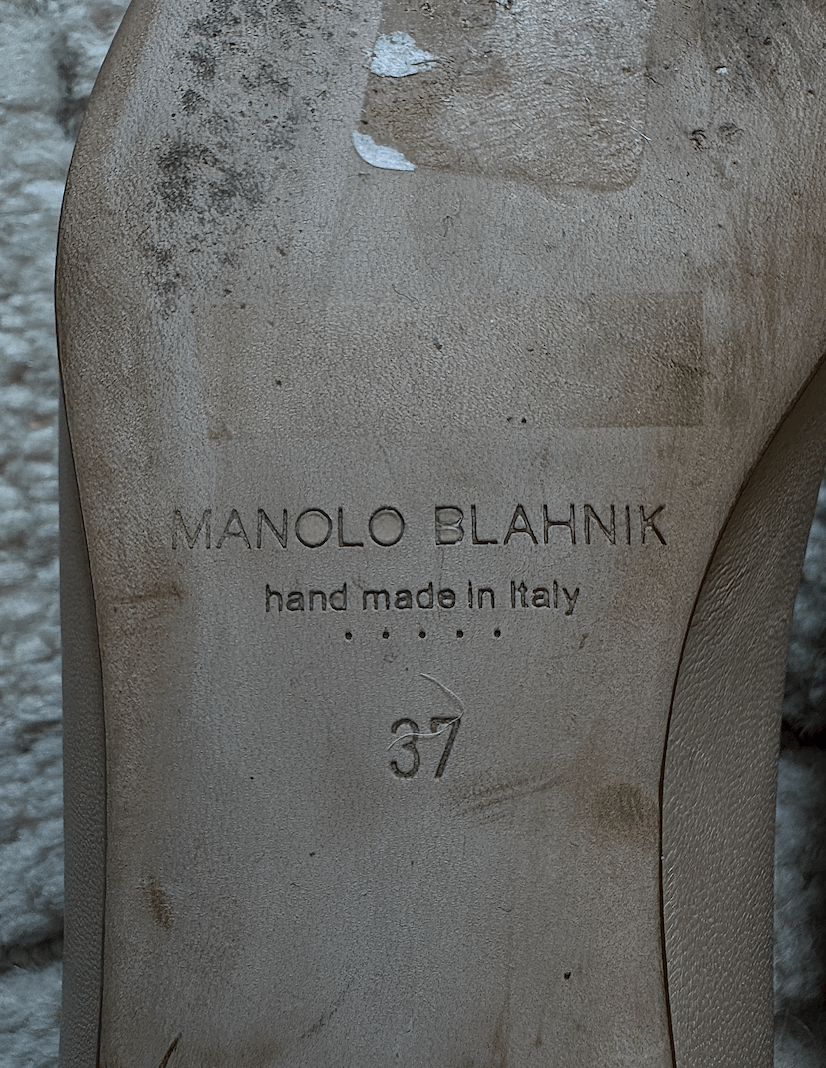 Manolo Blahnik Manolo Blahnik BBFLAT Beige Leather Pointed Toe Flats Size US 7 / IT 37 - 4 Thumbnail