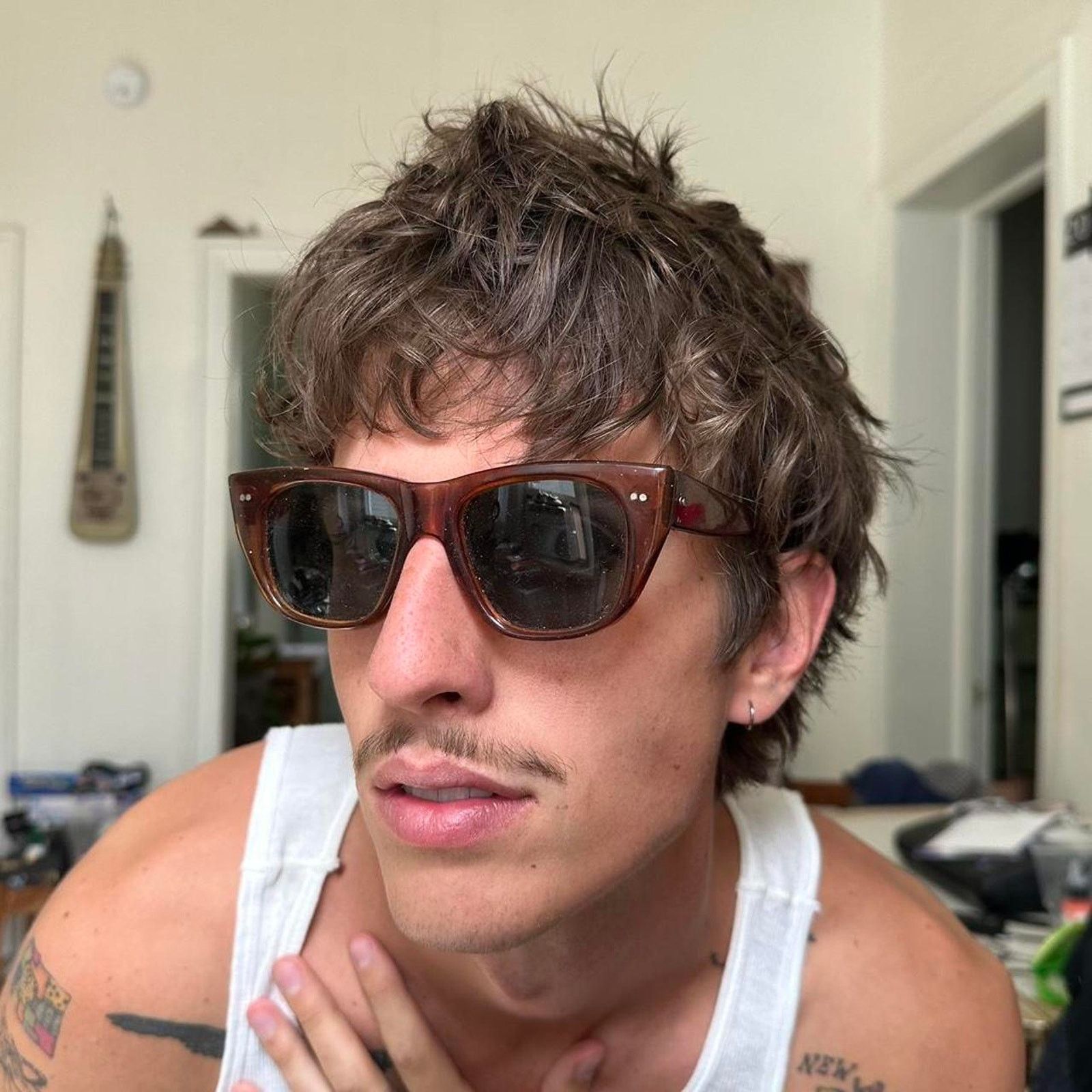 Vintage 70s Retro Boho Prison Style Cat Eye Brown Sunglasses