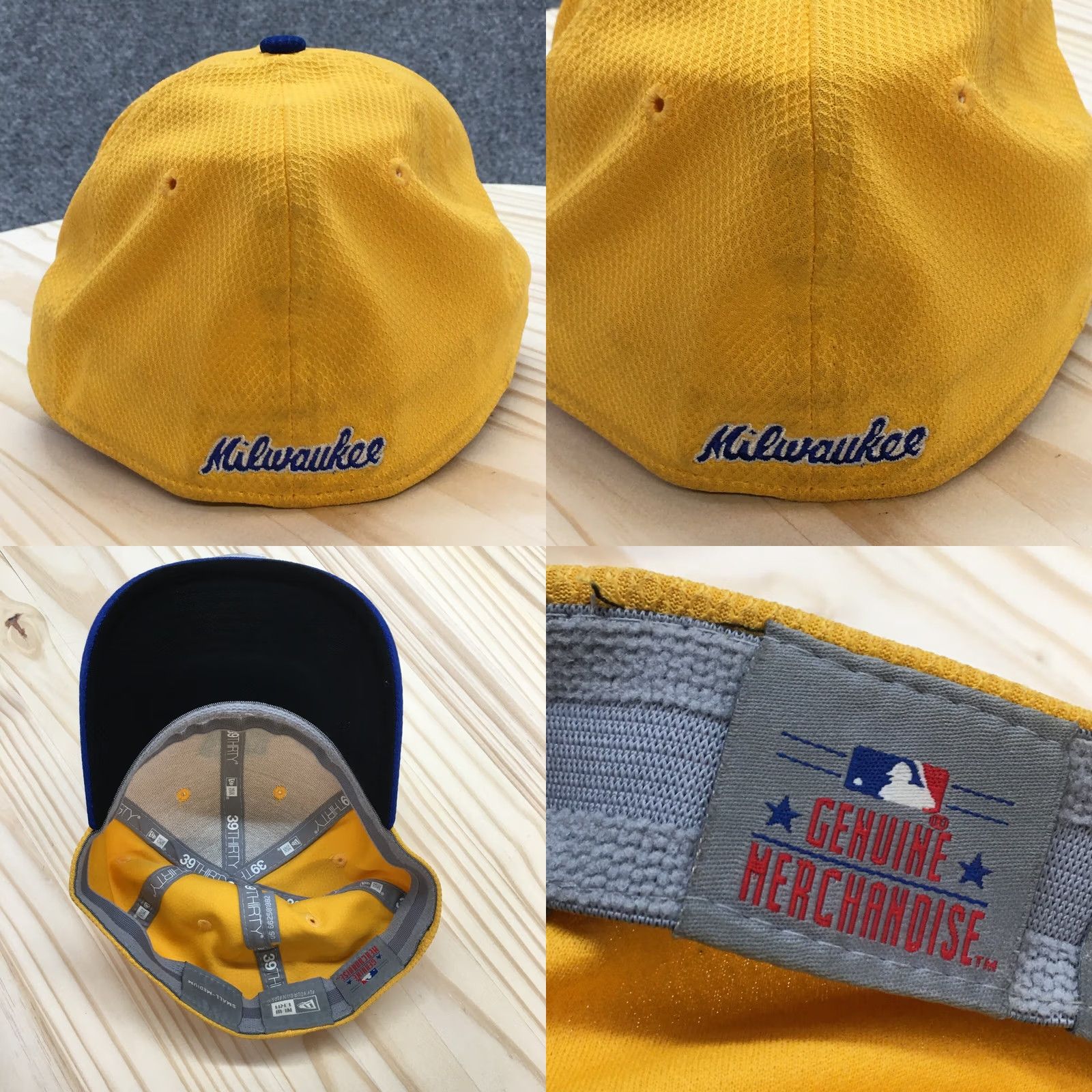 New Era Milwaukee Brewers New Era Baseball Cap Men Blue Gold S/M Fitted Embroidered Logo Size ONE SIZE - 8 Thumbnail