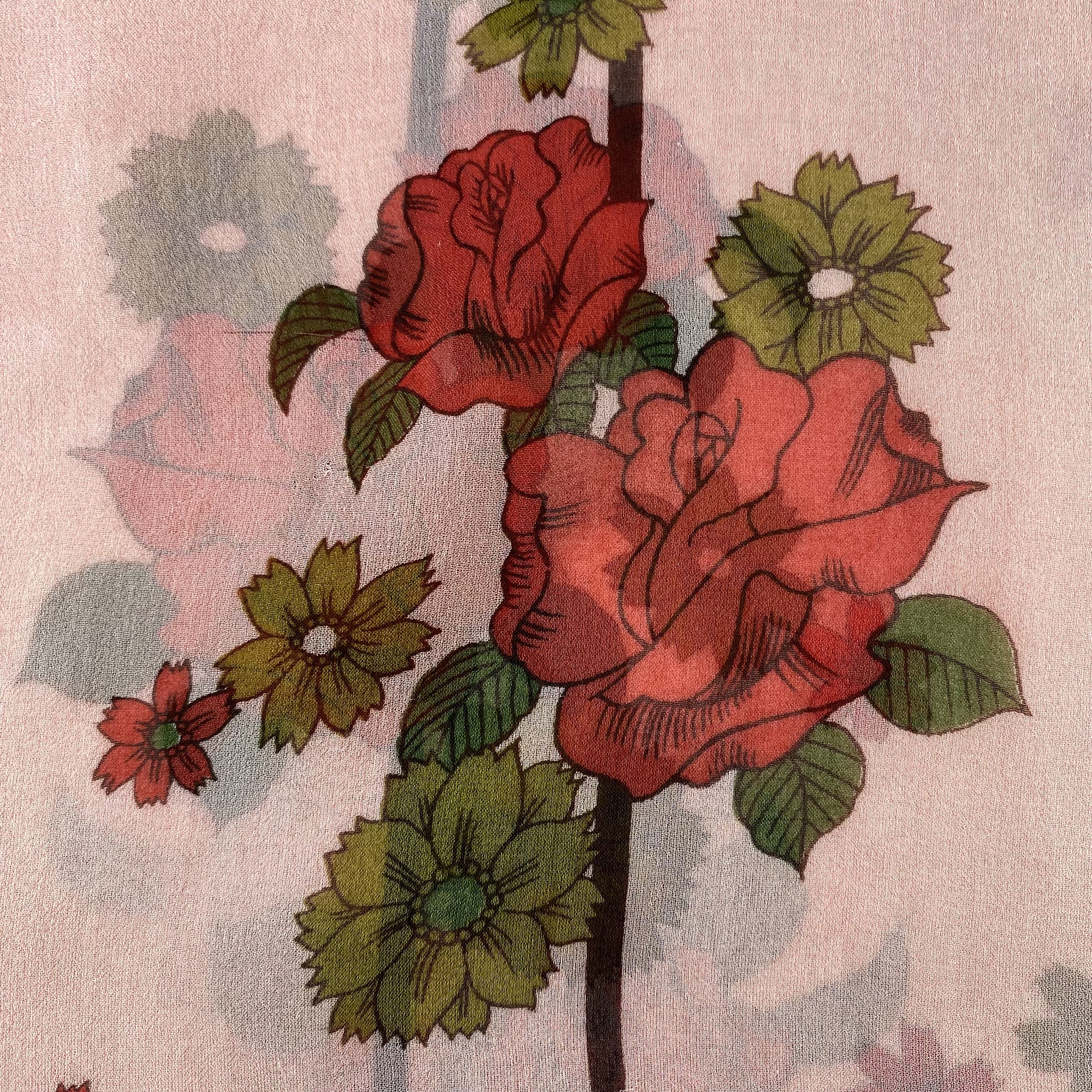 Japanese Brand × Vintage Vintage Silk Scarf Hand Rolled Floral SS059 Size ONE SIZE - 6 Thumbnail