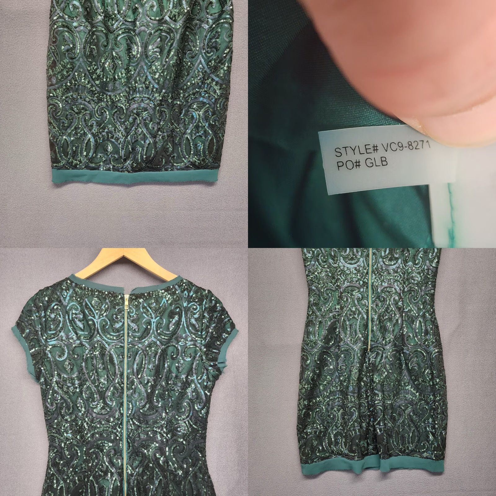 Vince Camuto Vince Camuto Womens Sequin Dress Green Size 4 Sheath Short Sleeve Knee Length Zip Holiday Evening Womens Size S / US 4 / IT 40 - 9 Thumbnail