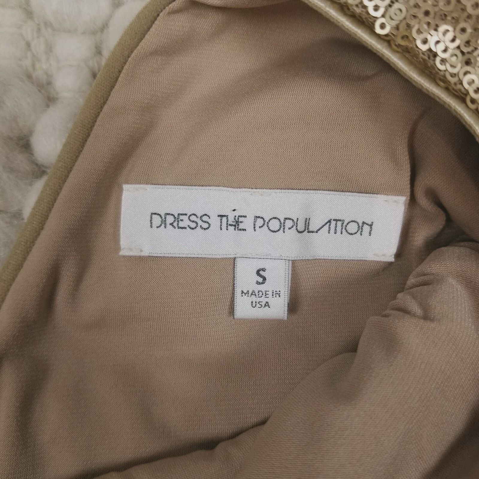 Dress the Population Dress The Population Gold Mini Sequin Bodycon Dress Sz Small Size S / US 4 / IT 40 - 8 Thumbnail