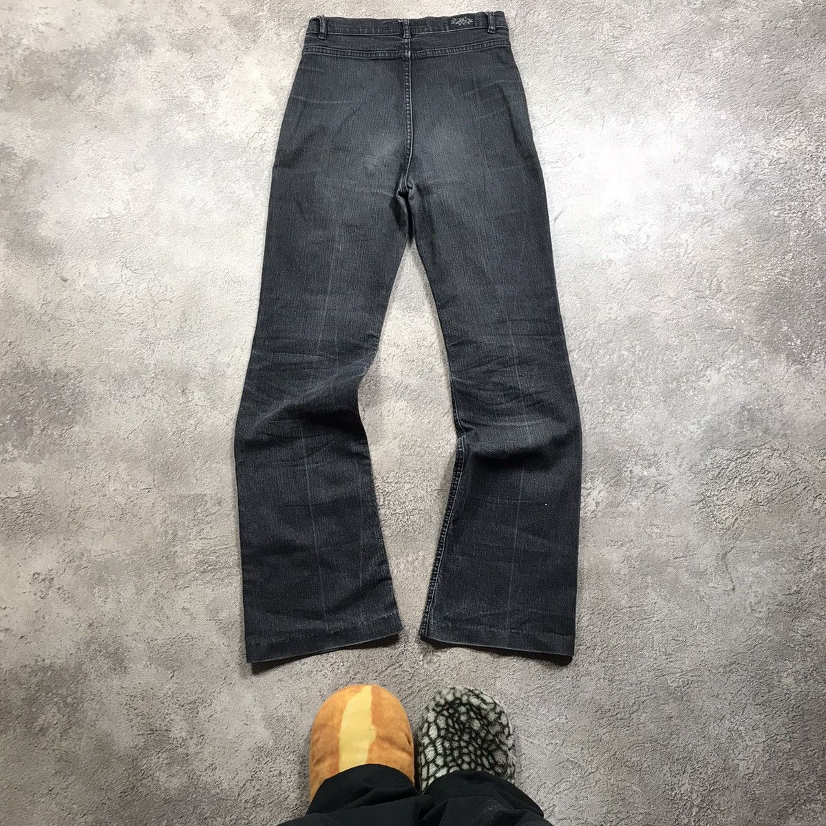 Vintage Vintage 90s Faded Distressed Wide Leg Jeans Grunge Logo 26 Size 26" / US 2 / IT 38 - 5 Thumbnail
